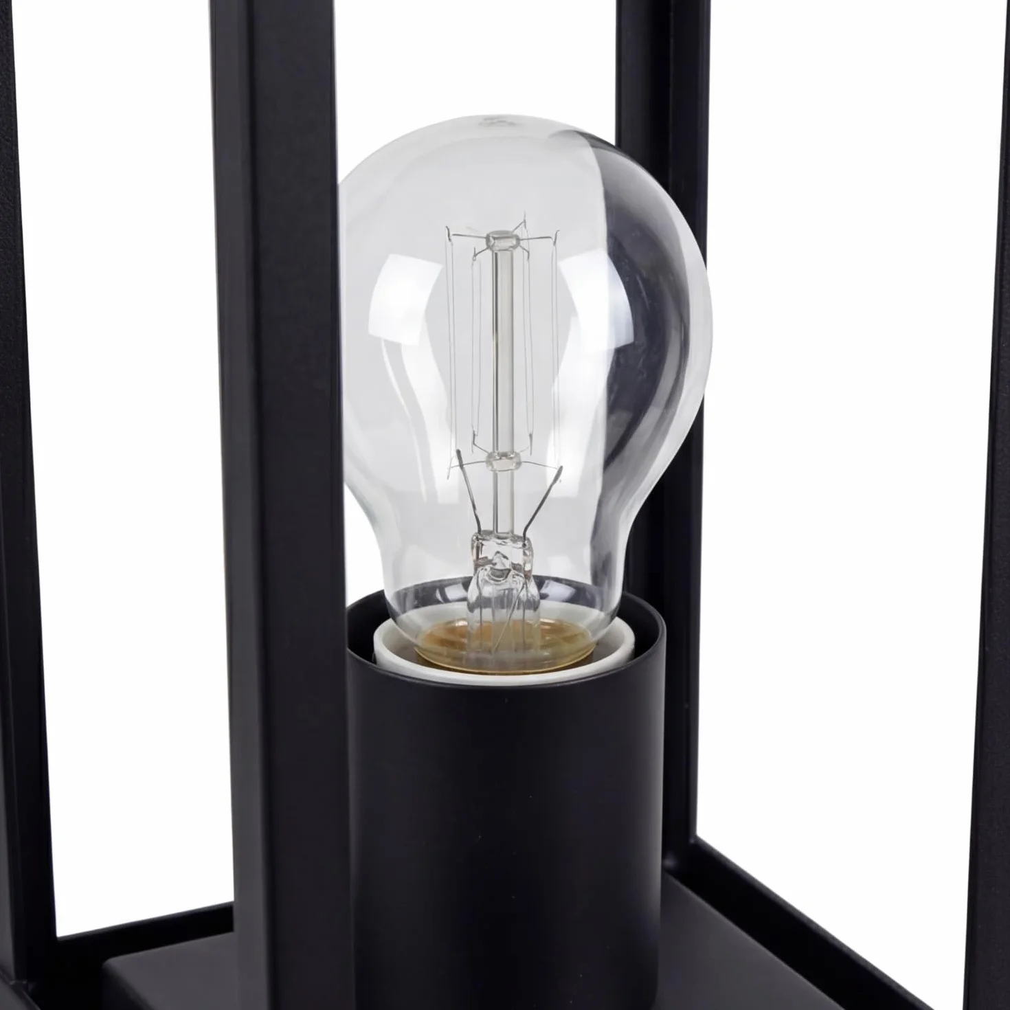 Lampione Vintage Nero Alluminio Ottica legno E27 IP44 H:100 cm Lampada da giardino Lampada da esterno Illuminazione per pavimenti Illuminazione per sentieri Lampione da giardino