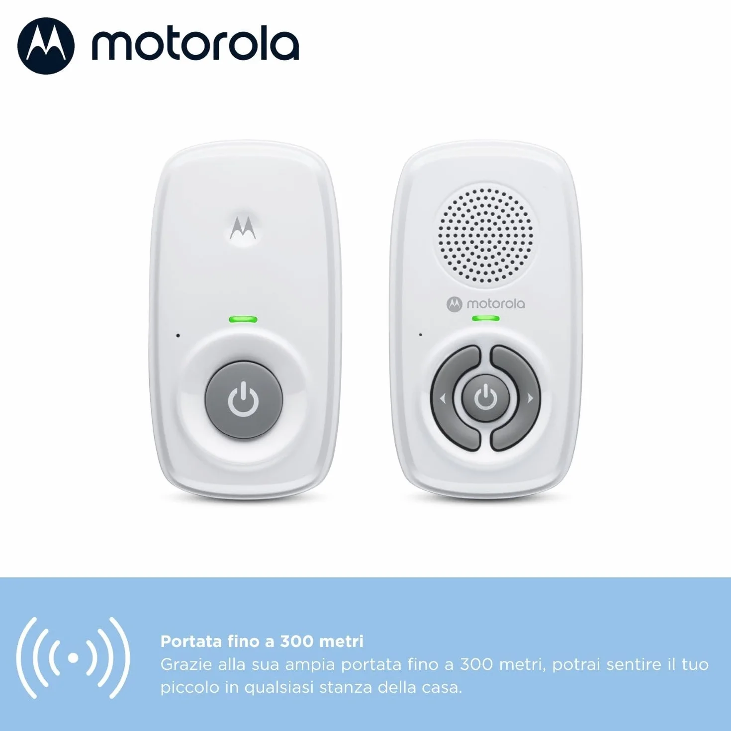 Motorola AM21 Audio Baby Monitor DECT Digital Monitor Long Range High Sensitivity Microphone White