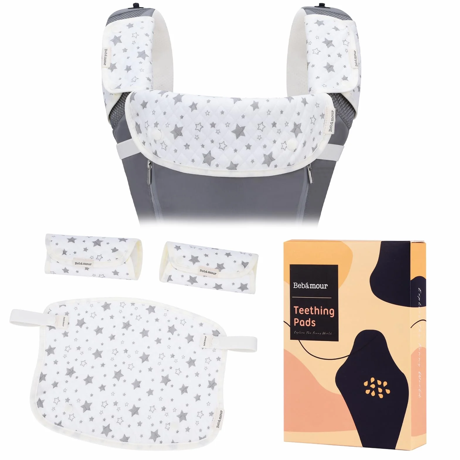 Bebear bavaglini in cotone 100% per marsupio neonato, 3 pezzi assorbenti Star