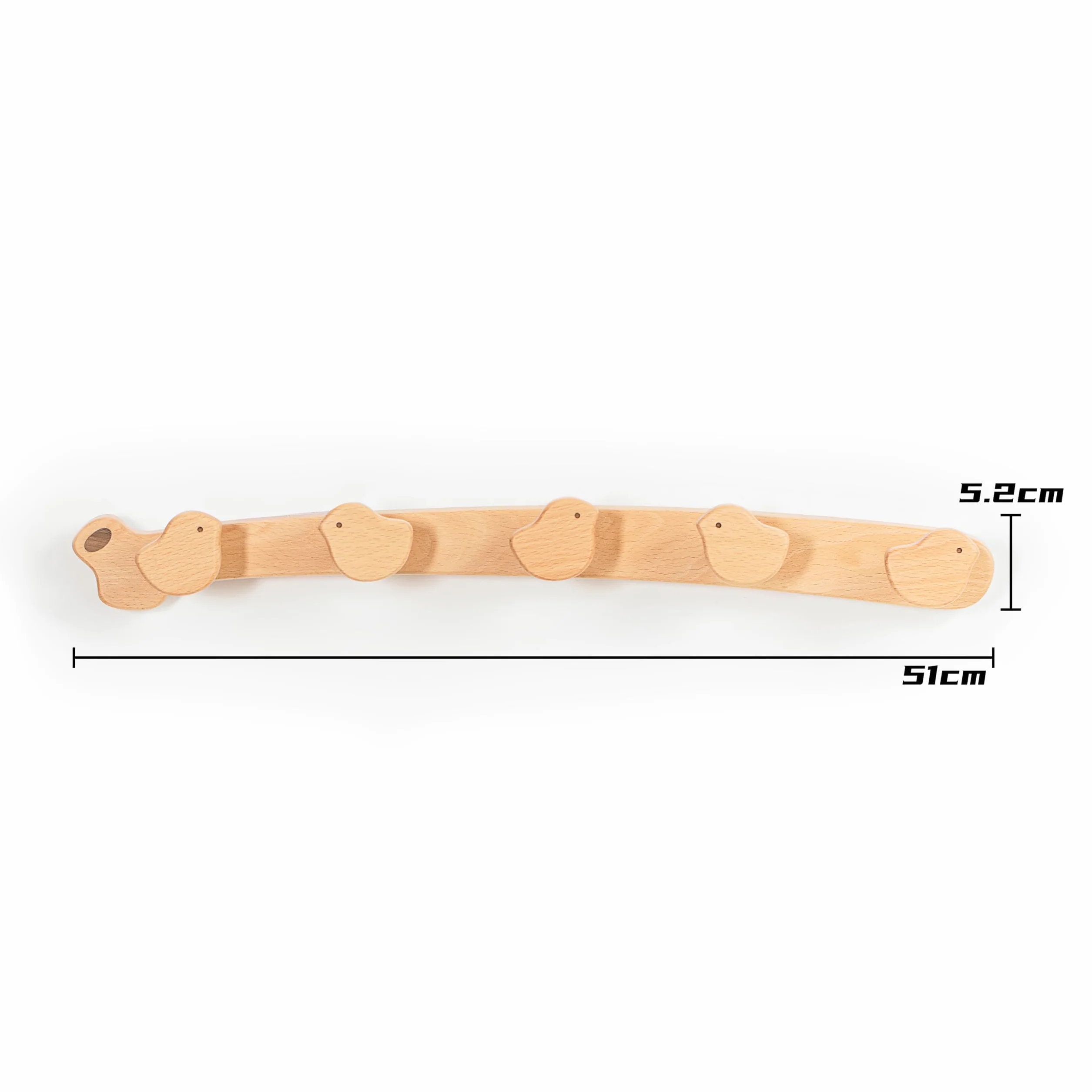 Flappi Appendiabiti da parete legno per bambini 5 ganci 50 cm Design uccellino