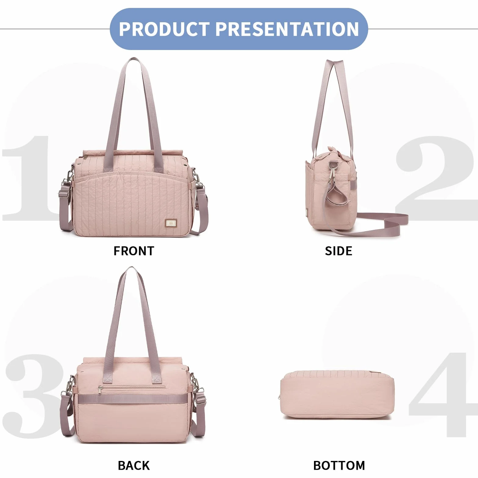 Miss Lulu Borsa Fasciatoio Neonato Impermeabile Multifunzionale con Ganci per Passeggino, Grande Capacità
