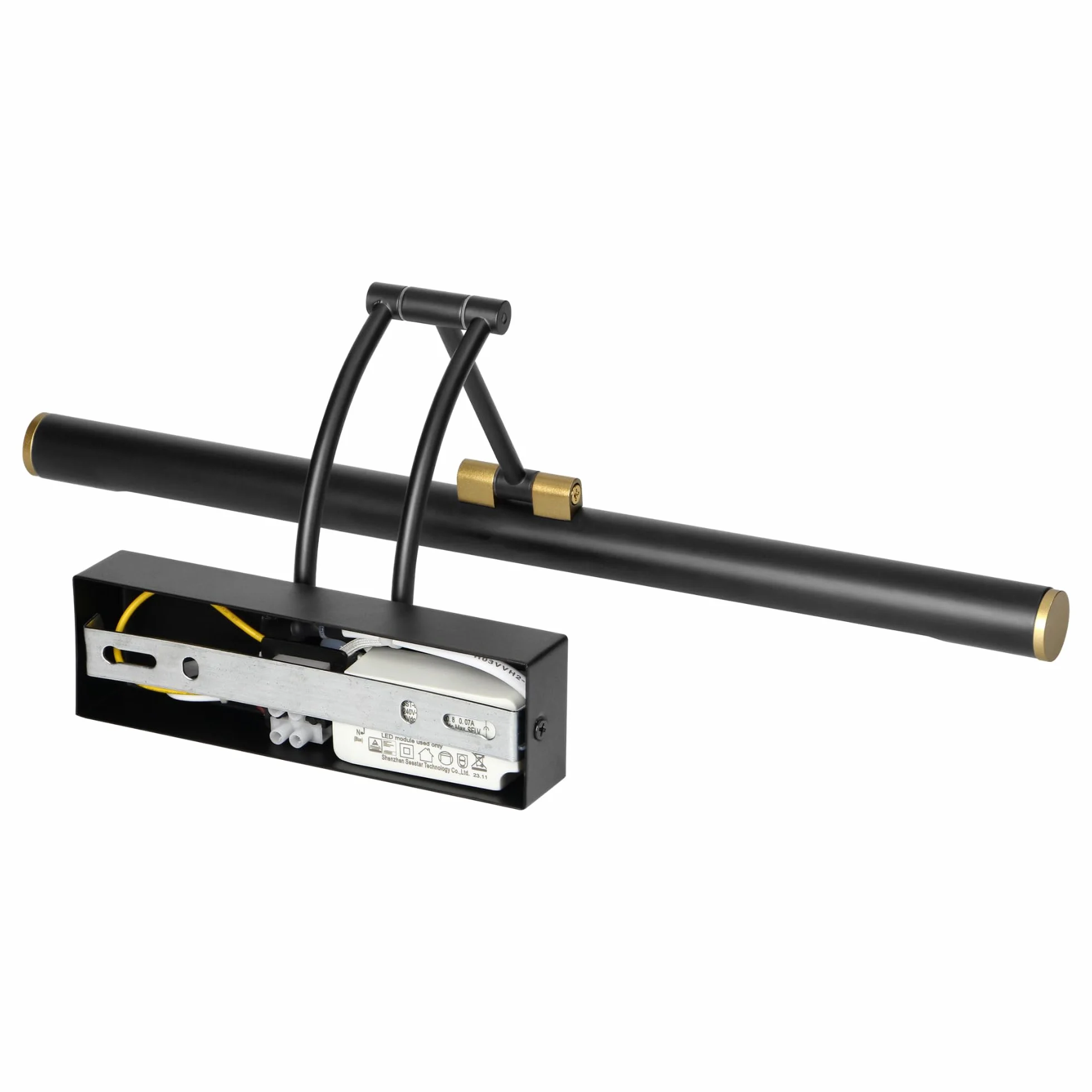 Lampada Specchio Bagno Colore Nero 4000K IP44 Applique Bagno Specchio con Braccio Mobile - Regolazione dell'Angolo di Illuminazione Design Moderno (40cm / 7W / 770lm)