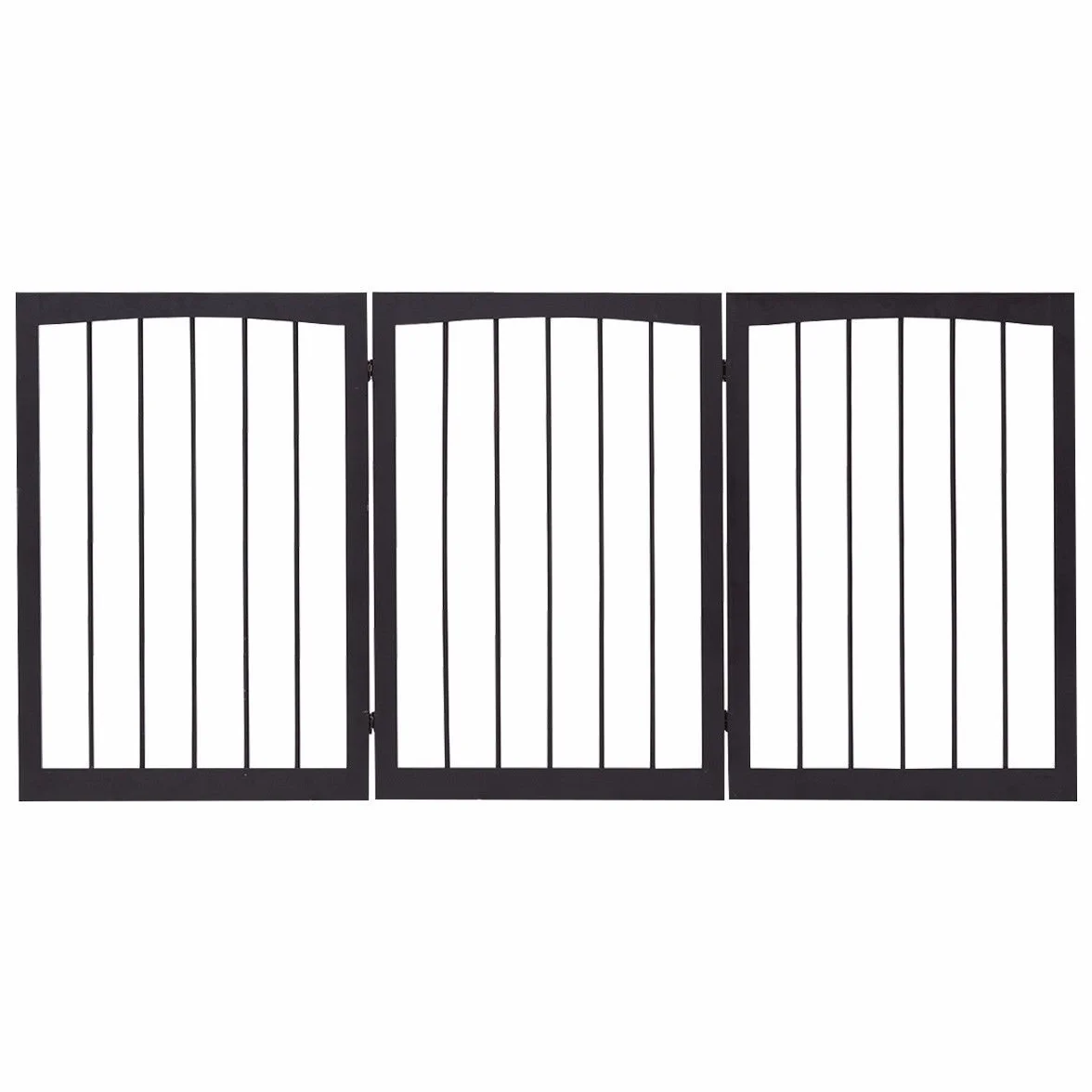 COSTWAY Cancelletto per Cani Pieghevole in Legno 3 Ante 160 x 76 cm Marrone