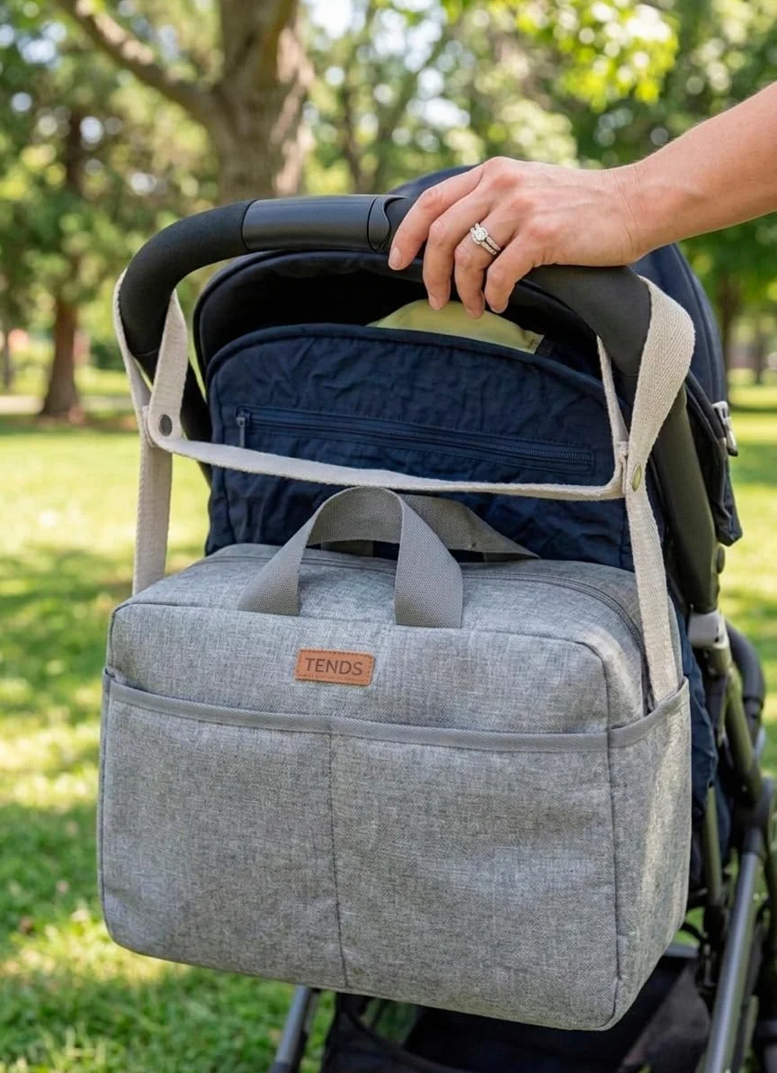 TENDS Borsa per passeggino spaziosa a tracolla – Funzione set maternità – Organizer bebè multiuso