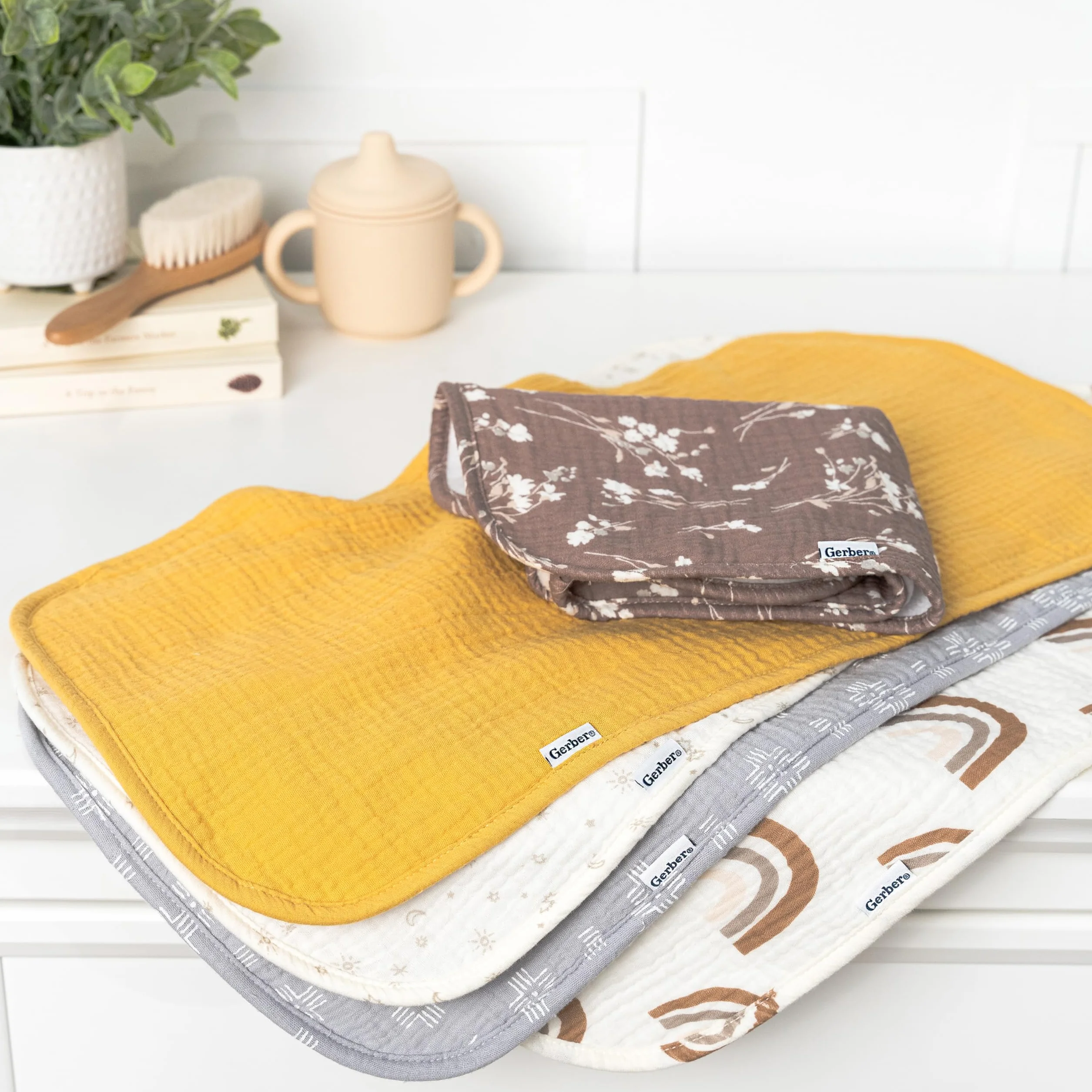 Gerber Baby panni antirigurgito in mussola confezione da 6 multi marroni taglia grande 20" x 10"