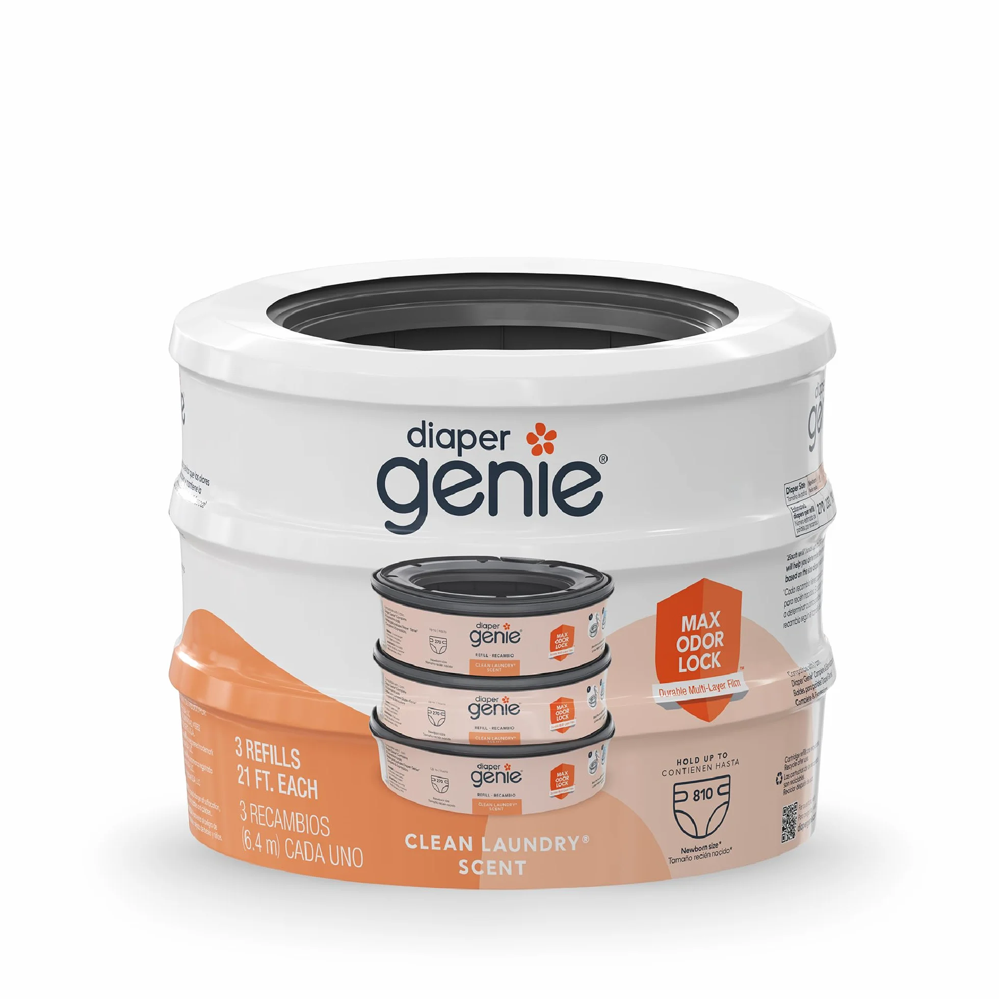 Playtex Diaper Genie Max Fresh Sacchetti di ricarica, 3 confezioni da 810 ct