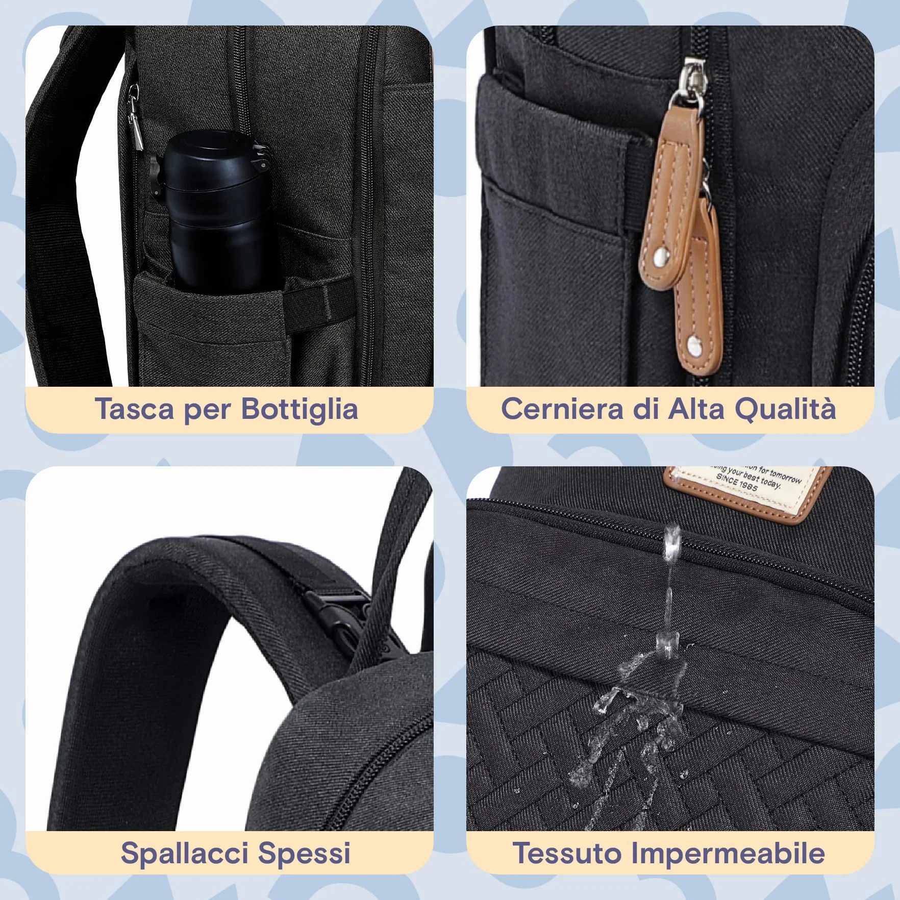 RUVALINO Borsa Zaino Fasciatoio Multifunzione con Porta Ciuccio e Cinghie per Passeggino