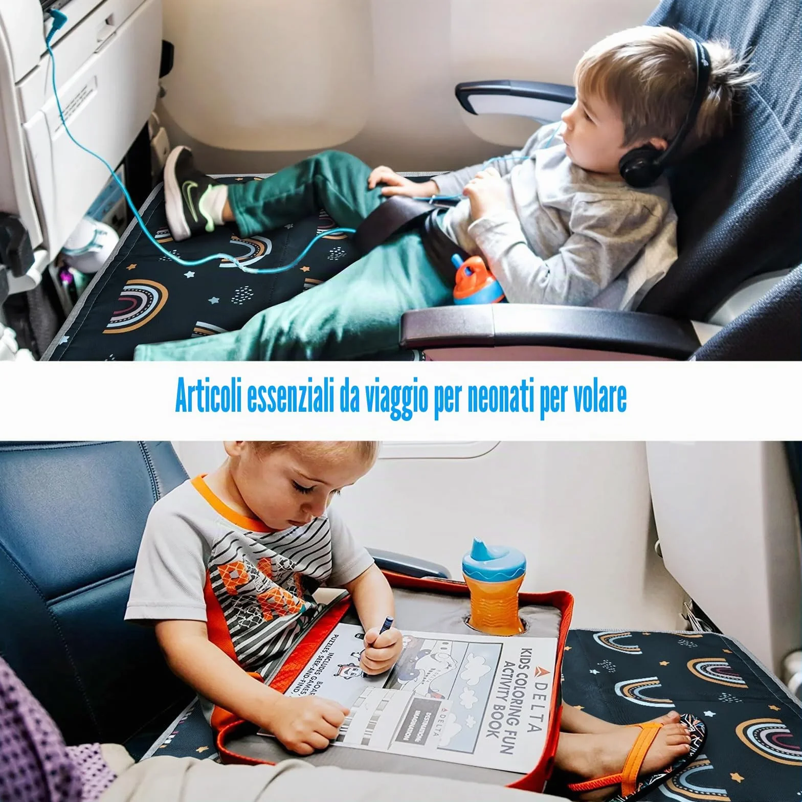 Poggiapiedi Aereo Bambino Estensione Sedile Letto Viaggio Amaca con Borsa