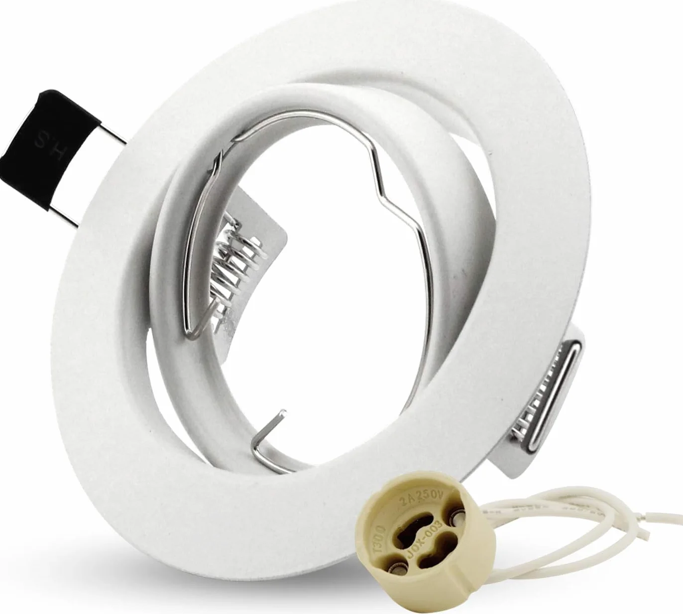 Allesgute Set Di 10 Cornici Da Incasso GU10 Bianco Opaco Cornice Girevole Rotonda Per Faretti Da Incasso 230V Con Presa GU10 Per Lampadine LED O Alogene