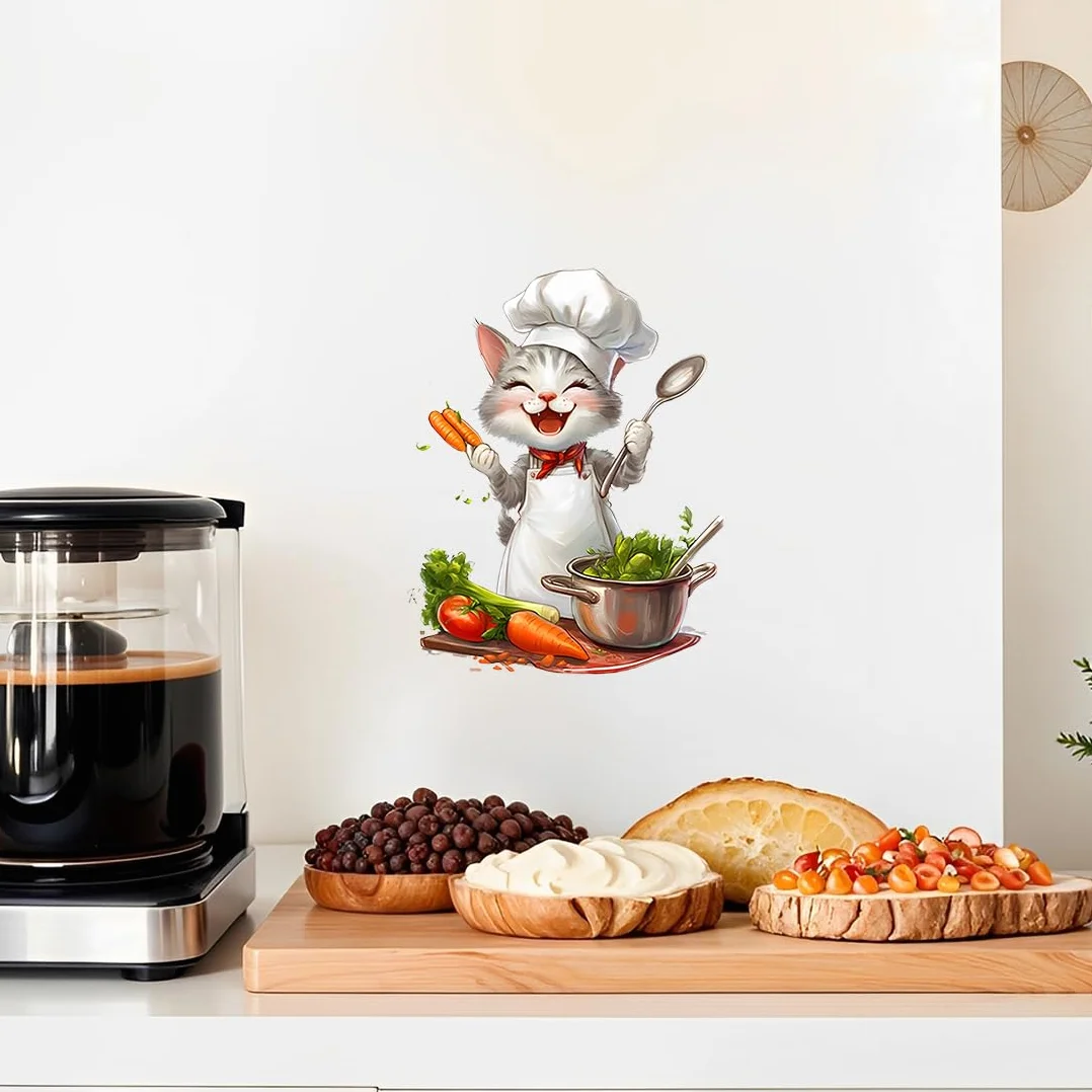 Adesivi Murali Cucina Gatto Maestro Pezzi 3 Decorativi Cuoco