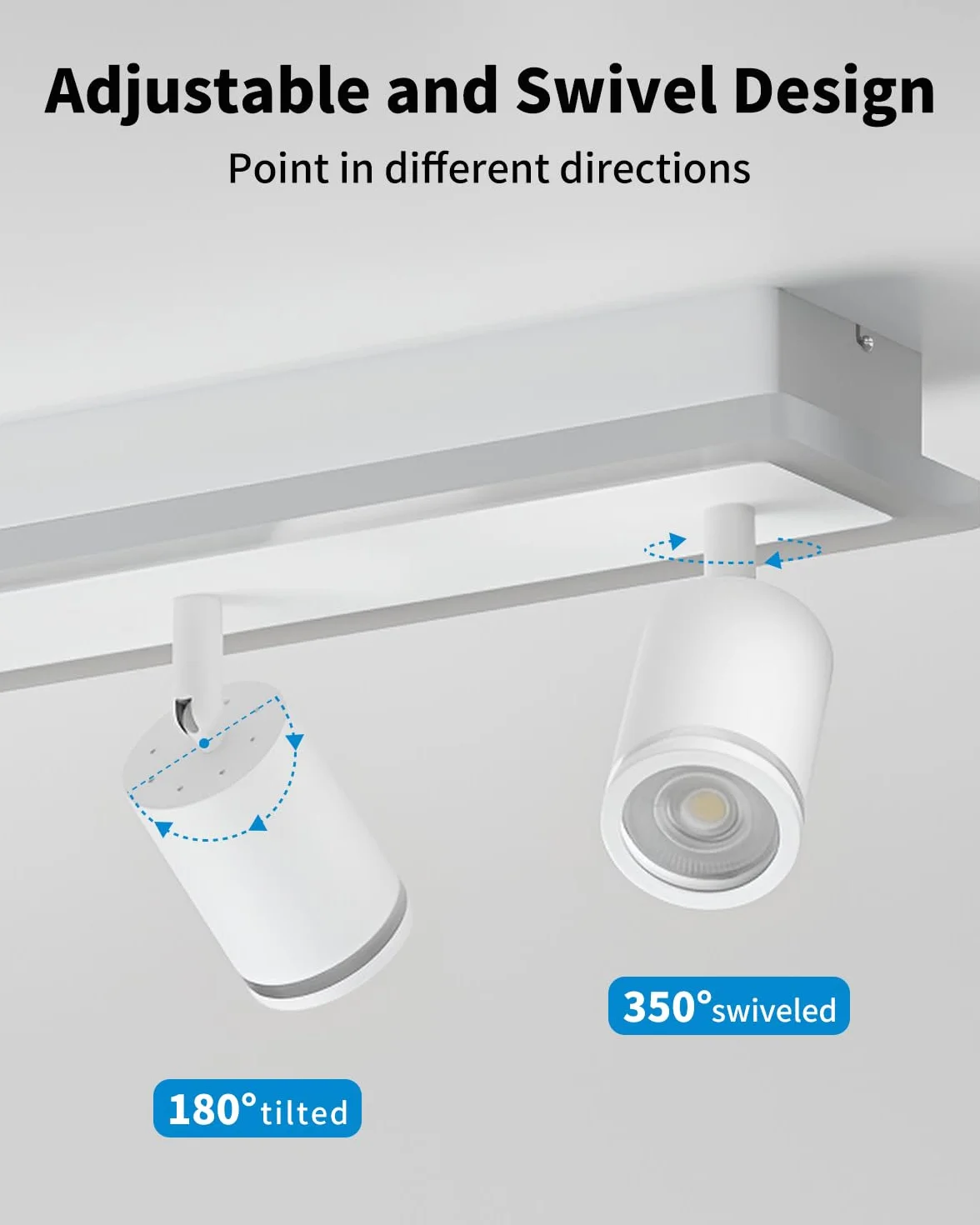 LVWIT Faretti da Soffitto Bianco, Faretto da Parete Interno GU10, Lampadario 3 Faretti Orientabili, Faretto LED Soffitto a Base Lunga Moderna, Plafoniera Camera da Letto (Senza Lampadina)
