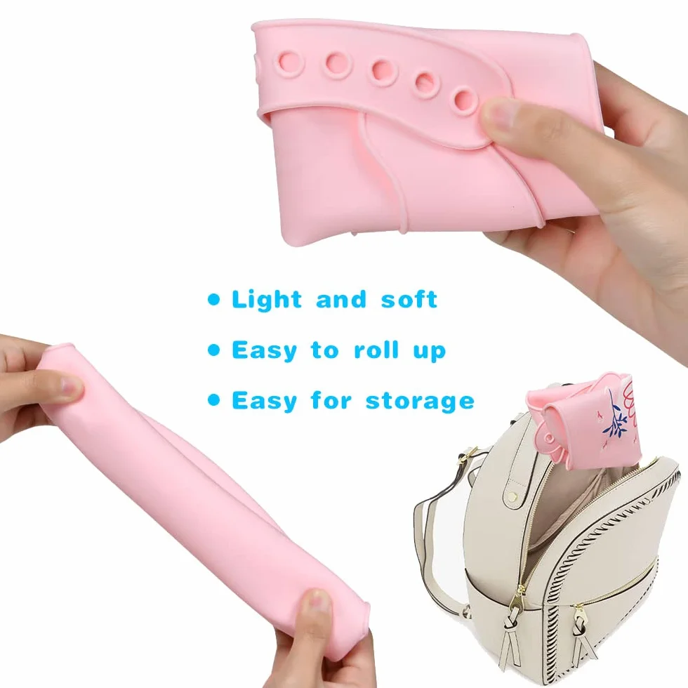 Vicloon Bavaglini Silicone Impermeabile Senza BPA 2PCS con Tasca Raccoglipappa 6 Misure Regolabili Viola e Rosa