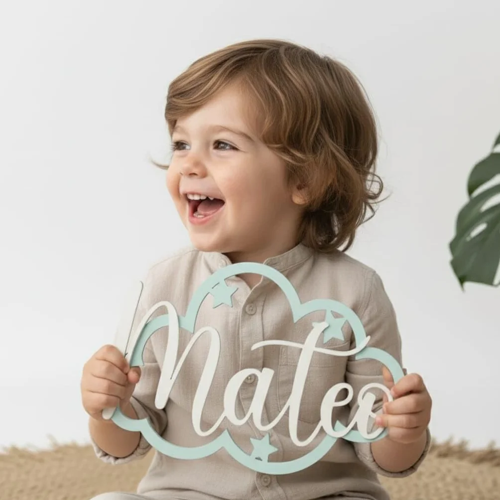 Nuvola decorativa personalizzata con nome, 15 colori, regalo per camera bambini
