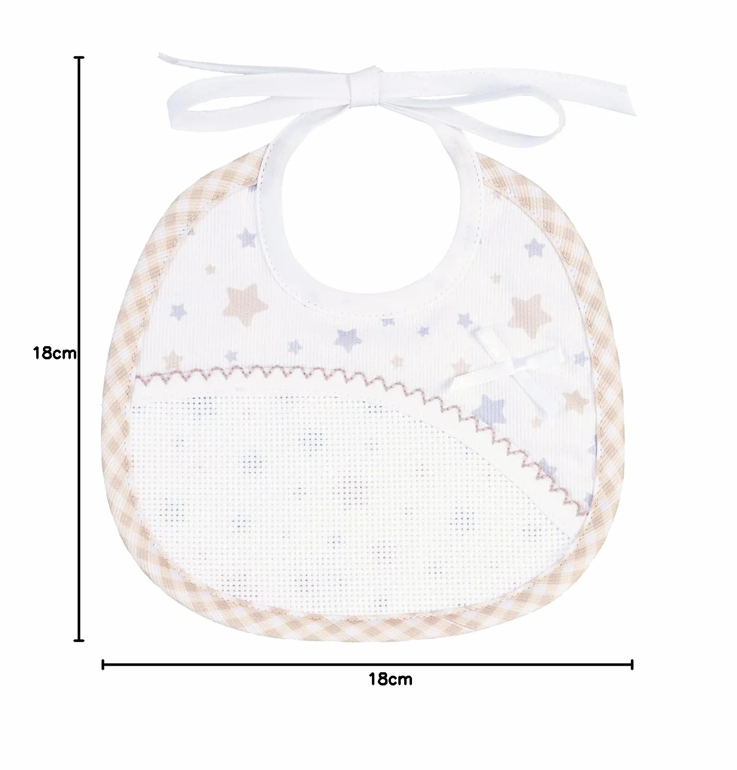 Bavaglino per Neonato in Piquet di Cotone con Stampa Stelline Multicolor 18x18 cm Made in Italy