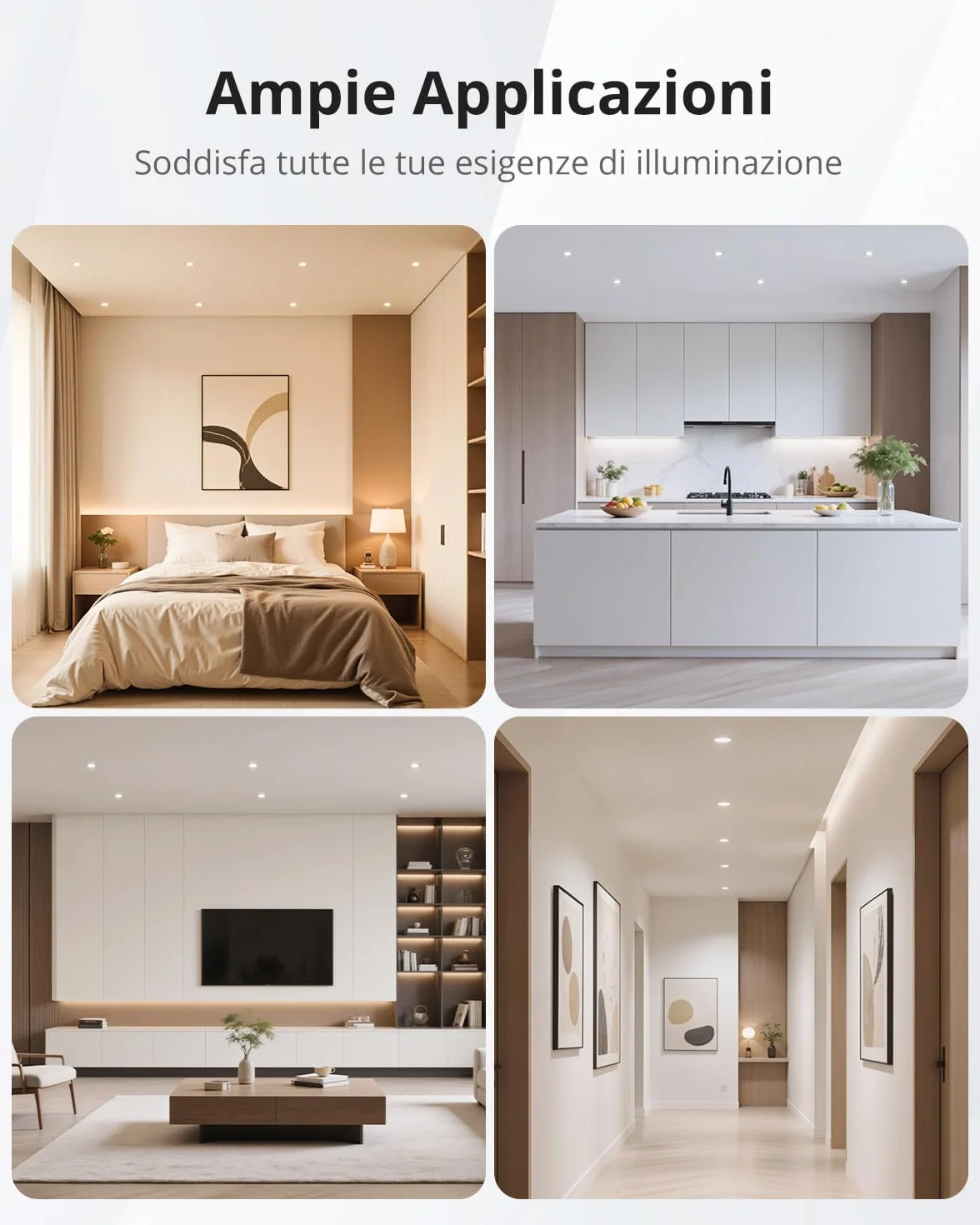 Gr4tec Faretti LED da Incasso per Cartongesso 220V, 4W Faretto LED Interno da Incasso Luce Calda 3000K Luce Naturale 4000K Luce Fredda 6000K, Faretti LED Soffitto Foro 55-68mm per Bagno, Set di 10