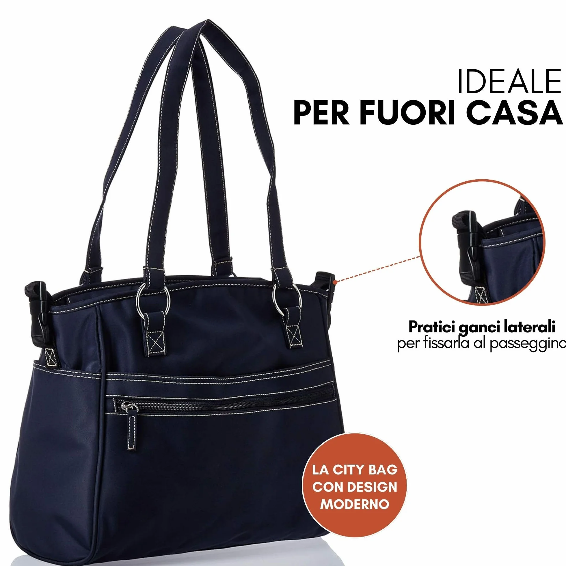 Hauck City Bag Blu Navy Borsa Fasciatoio Portatile con Materassino e Ganci Passeggino