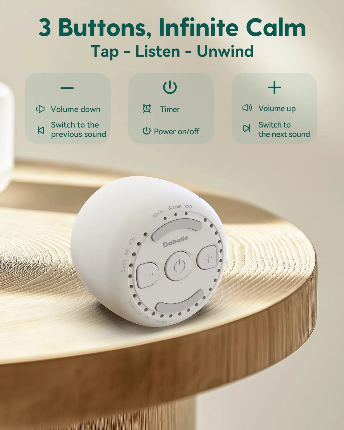 Babelio Macchina audio per adulti e bambini mini 15 suoni senza loop timer funzione memoria