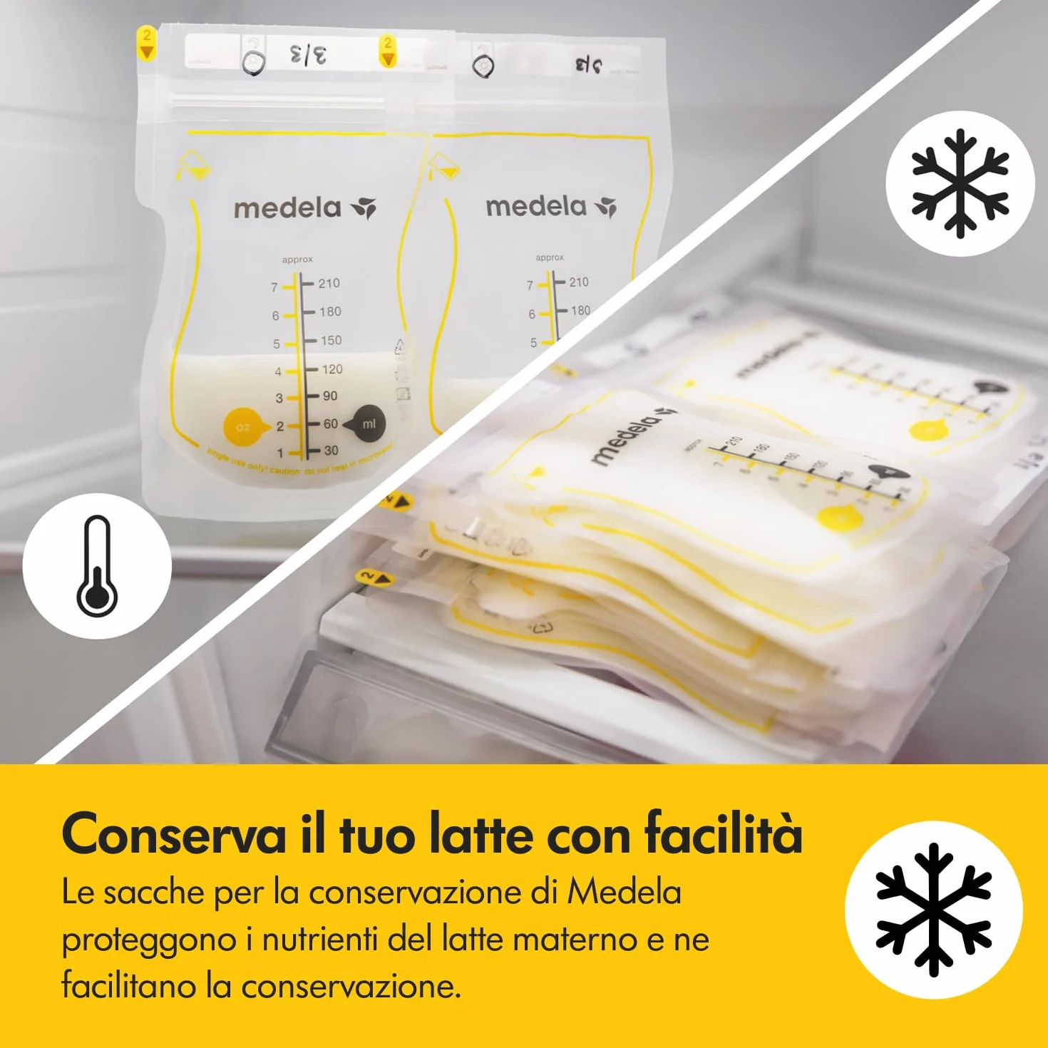 Medela Sacche Monouso Easy Pour Conservazione Latte Materno 210 ml Senza BPA Confezione 100 Pezzi