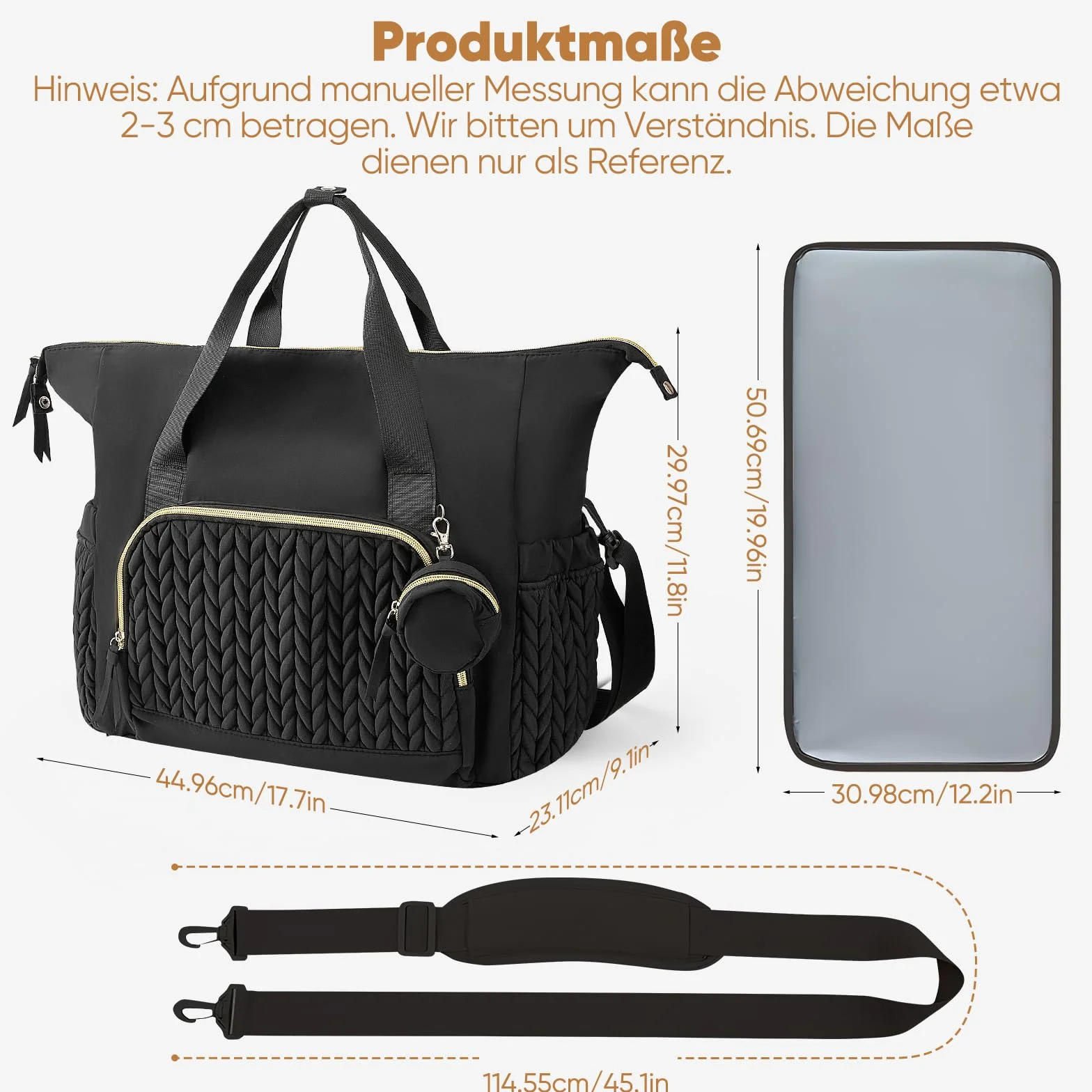 Borsa da avvolgimento con tasca e supporto multifunzionale per pannolini da viaggio