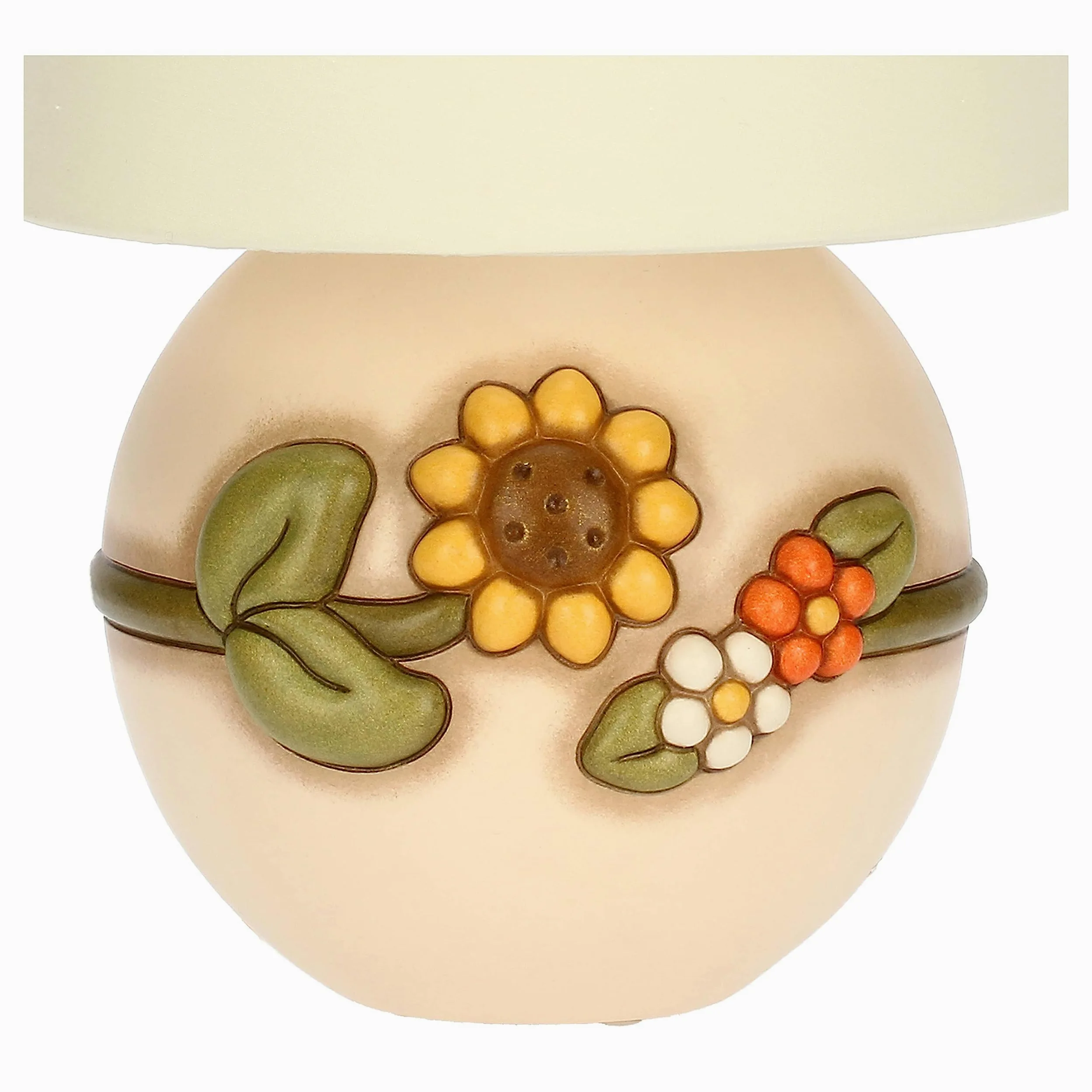 THUN - Lampada da Tavolo, Decorazione con Girasole in Ceramica Decorata a Mano, Versione Piccola, Linea Country, 15x16.5 cm h