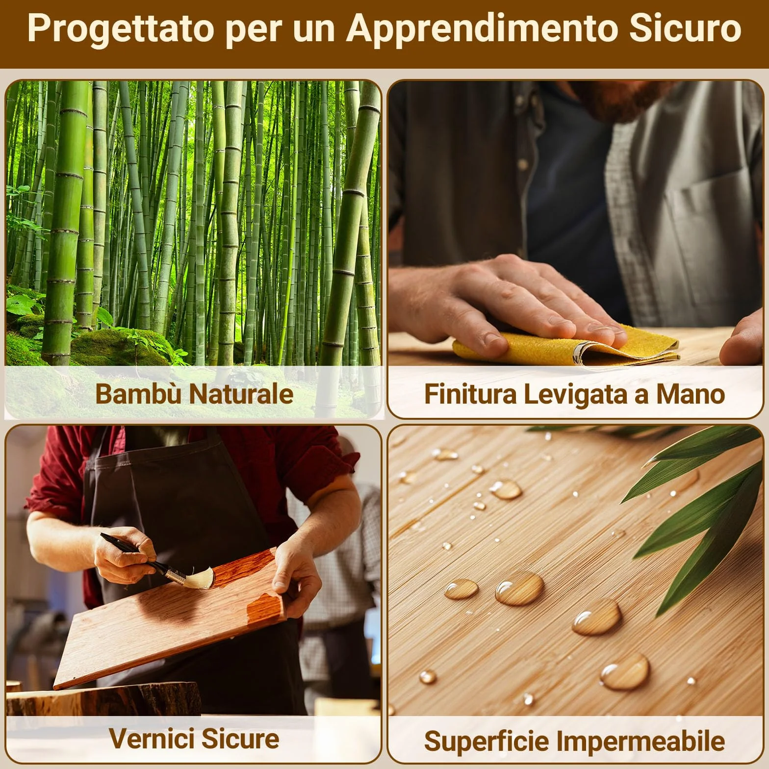 COSYLAND Torre Montessoriana Bambini A Forma di A con Pedana Centrale Rinforzata Bambù Naturale
