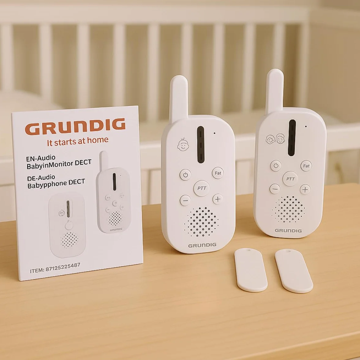 Grundig Baby Monitor Audio DECT Komunikacja Bidirekcyjna LED Dźwięku Baterie Biały