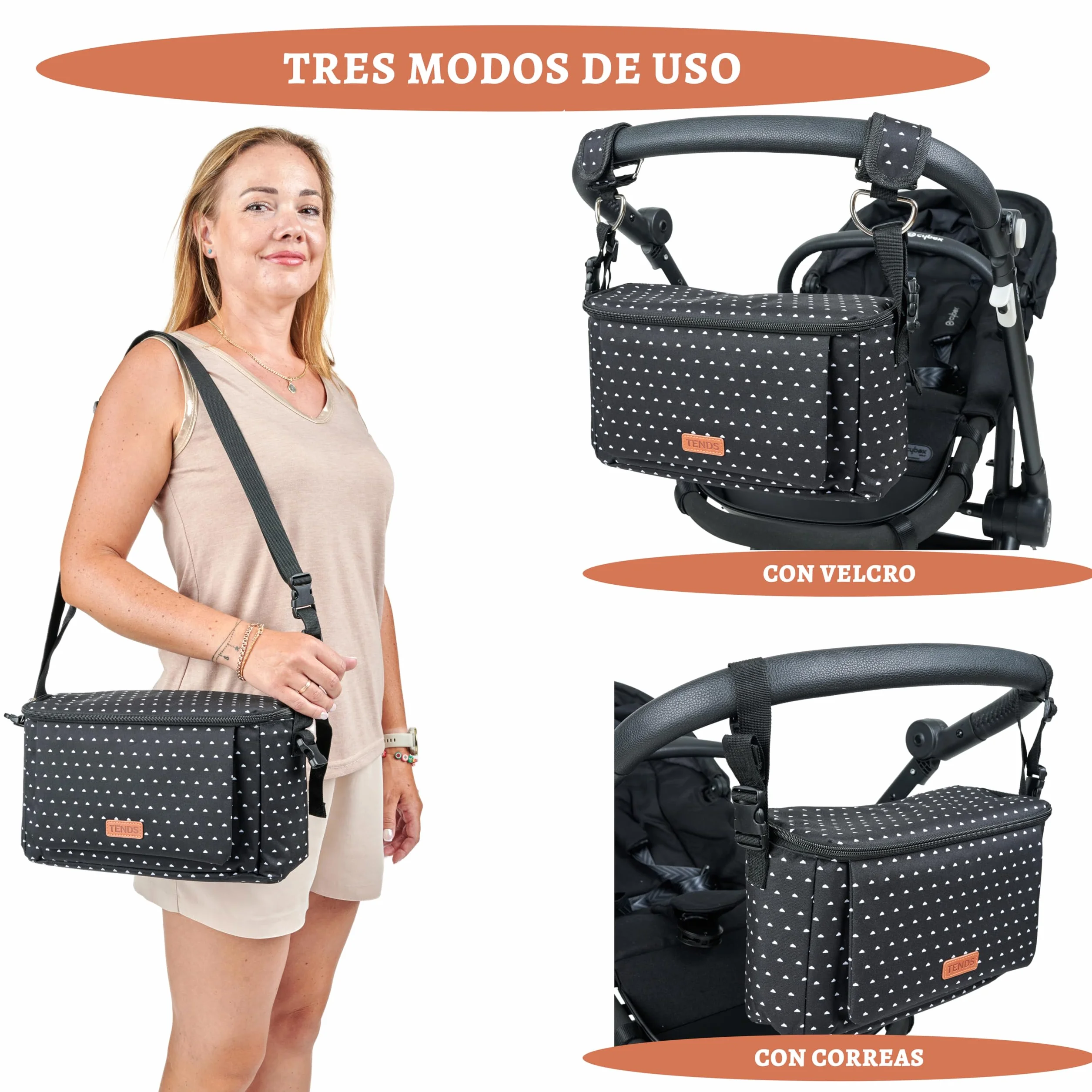 TENDS Borsa Passeggino Universale e per Carrozzina - Borsa Neonato Ospedale - Borsa Cambio e Fasciatoio Neonato - Organizer Passeggino - Borsa Mamma e Maternità Baby e Mummy Bag