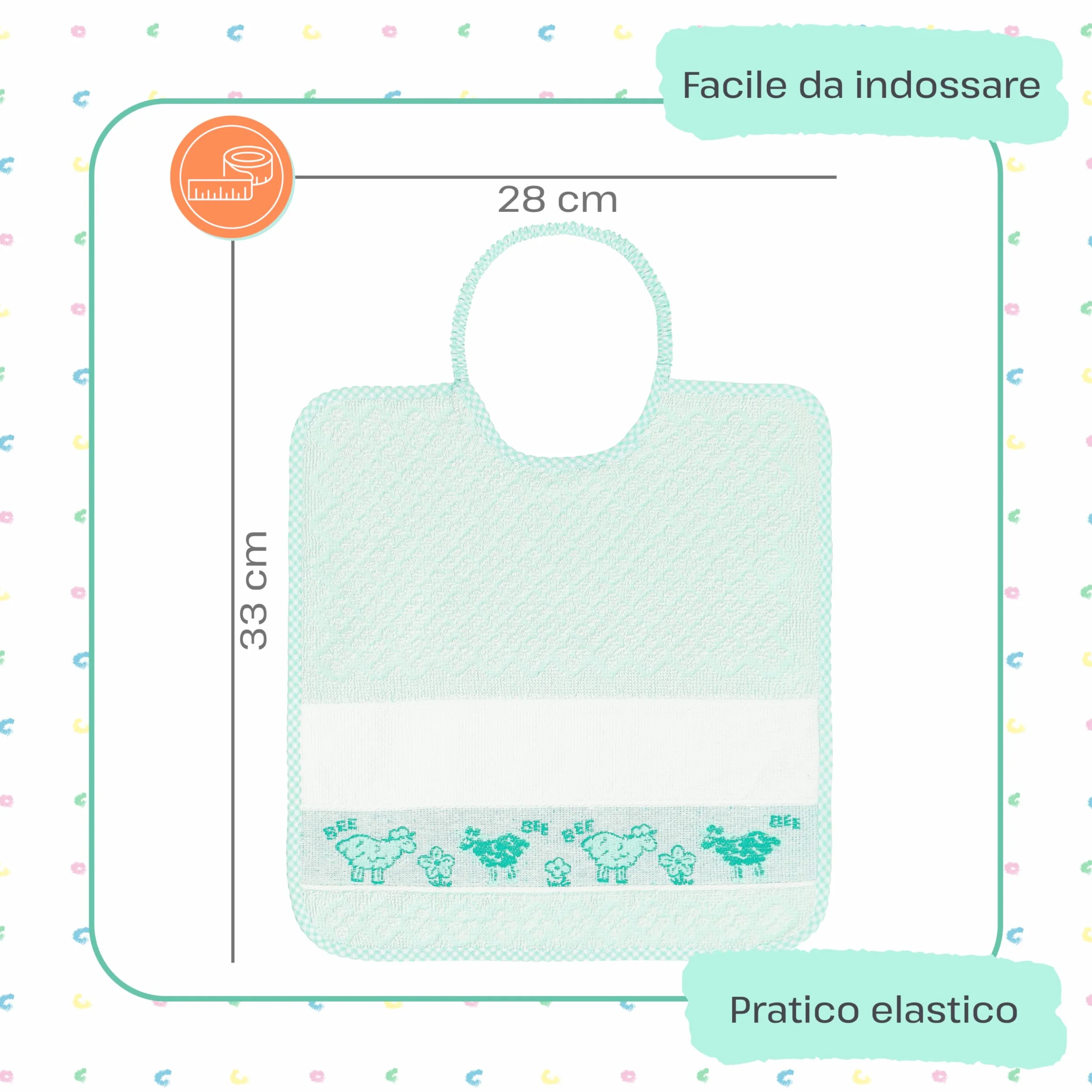 Bavaglini Asilo Elastico Spugna Cotone Tela Aida Ricamare Made in Italy Assorbenti Personalizzabili