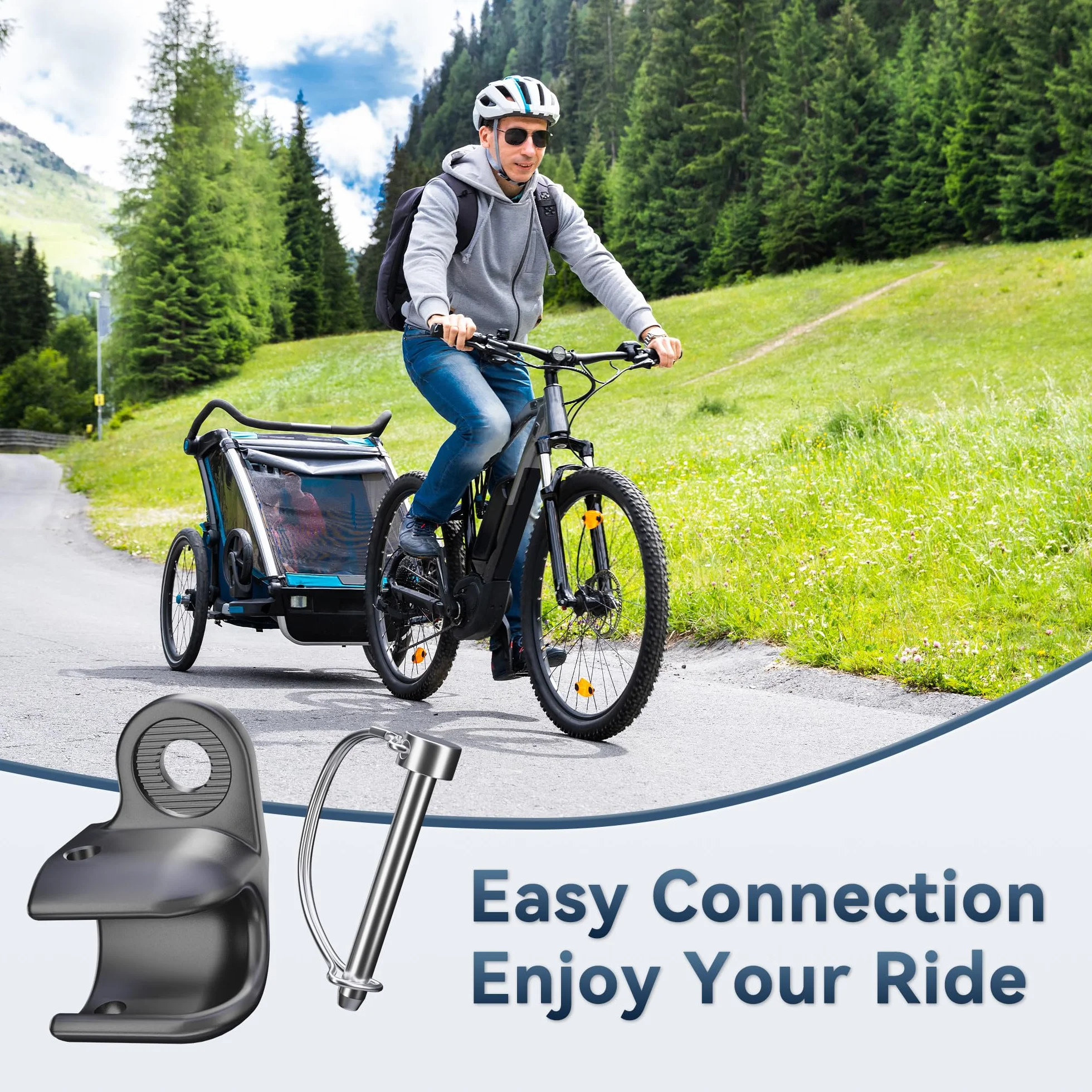 Gancio per Rimorchio Bici Thule Chariot Coaster, Fissaggio Acciaio, Adattatore Rimorchi Bambini Animali Cargo
