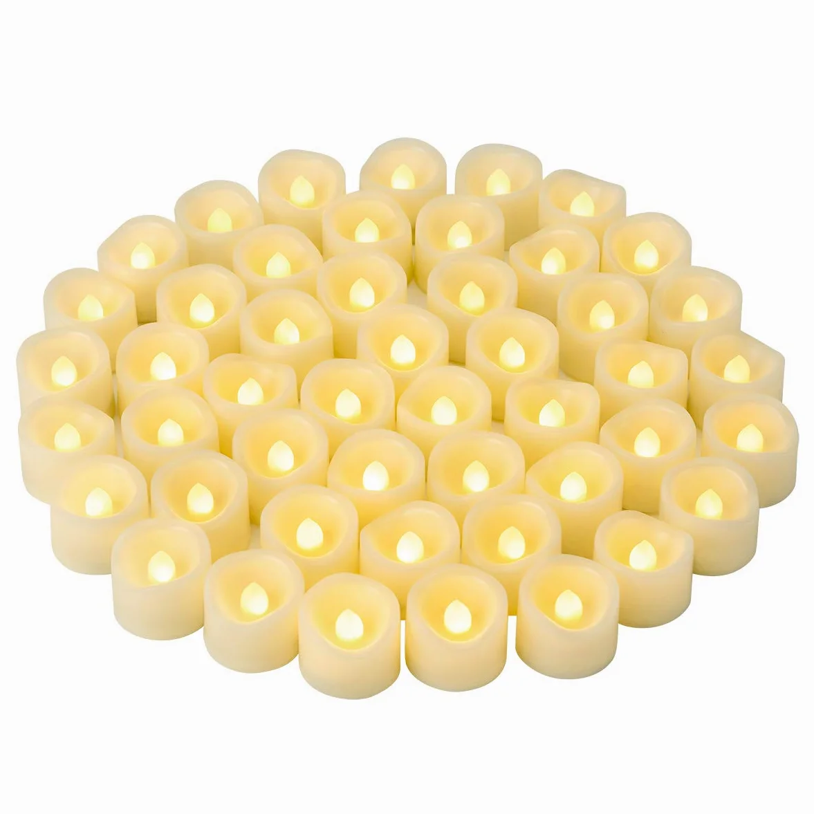 48 pz LED senza fiamma tremolante candela votiva a batteria tremolante tremolante LED candeline sfarfallio sfarfalsi candele per Halloween, Natale, decorazioni per feste di nozze, ecc. (bianco caldo)