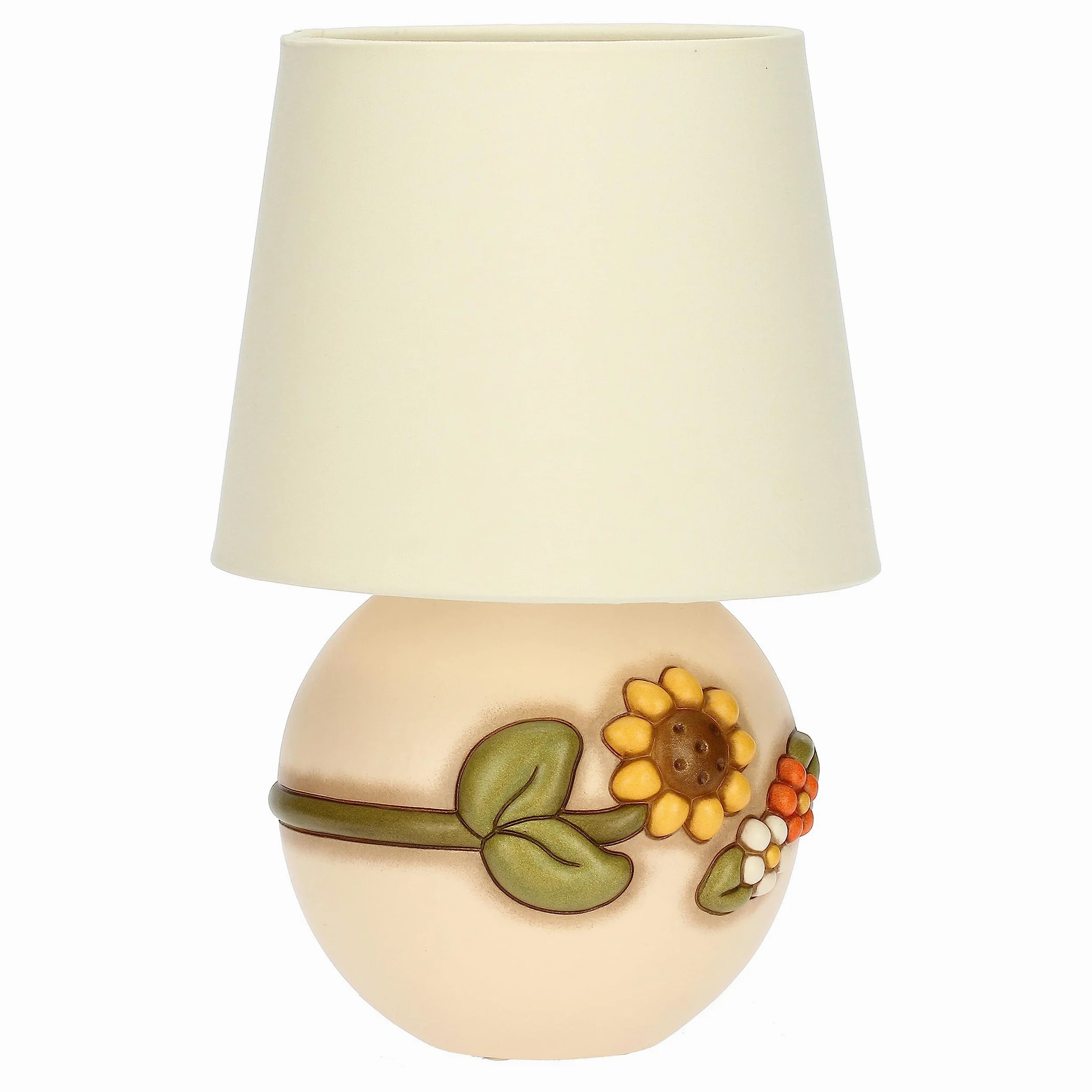 THUN - Lampada da Tavolo, Decorazione con Girasole in Ceramica Decorata a Mano, Versione Piccola, Linea Country, 15x16.5 cm h