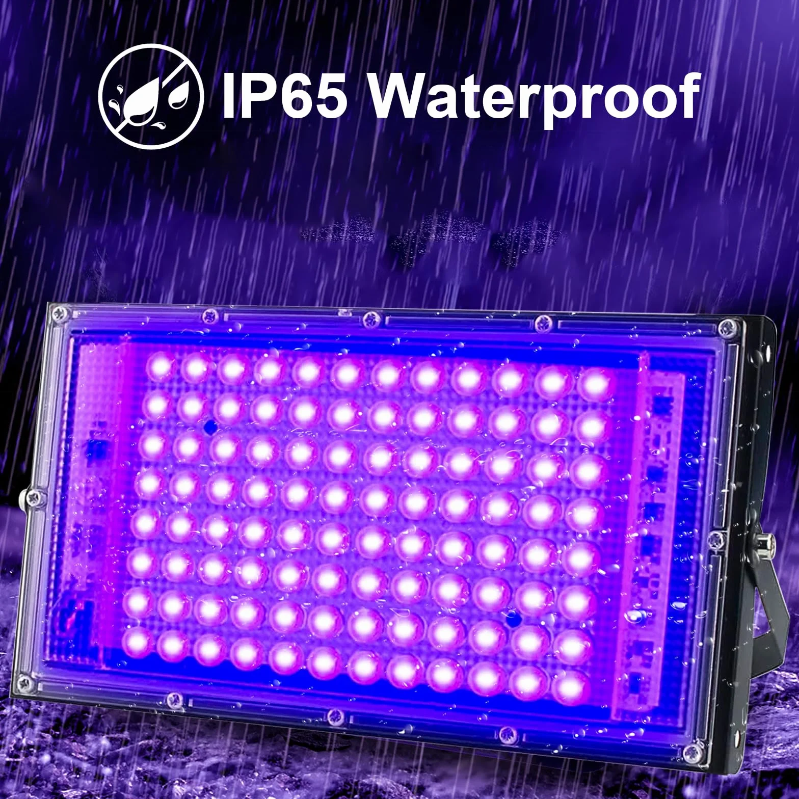 Eleganted 2 Pezzi 100W Faretto UV LED, luce UV LED con Spina, IP65 Impermeabile Luce Nera, UV Lampada Ultravioletti Decorare per Acquario, Festa, Pittura Fluorescente, Poster Fluorescente, Bar, Festa