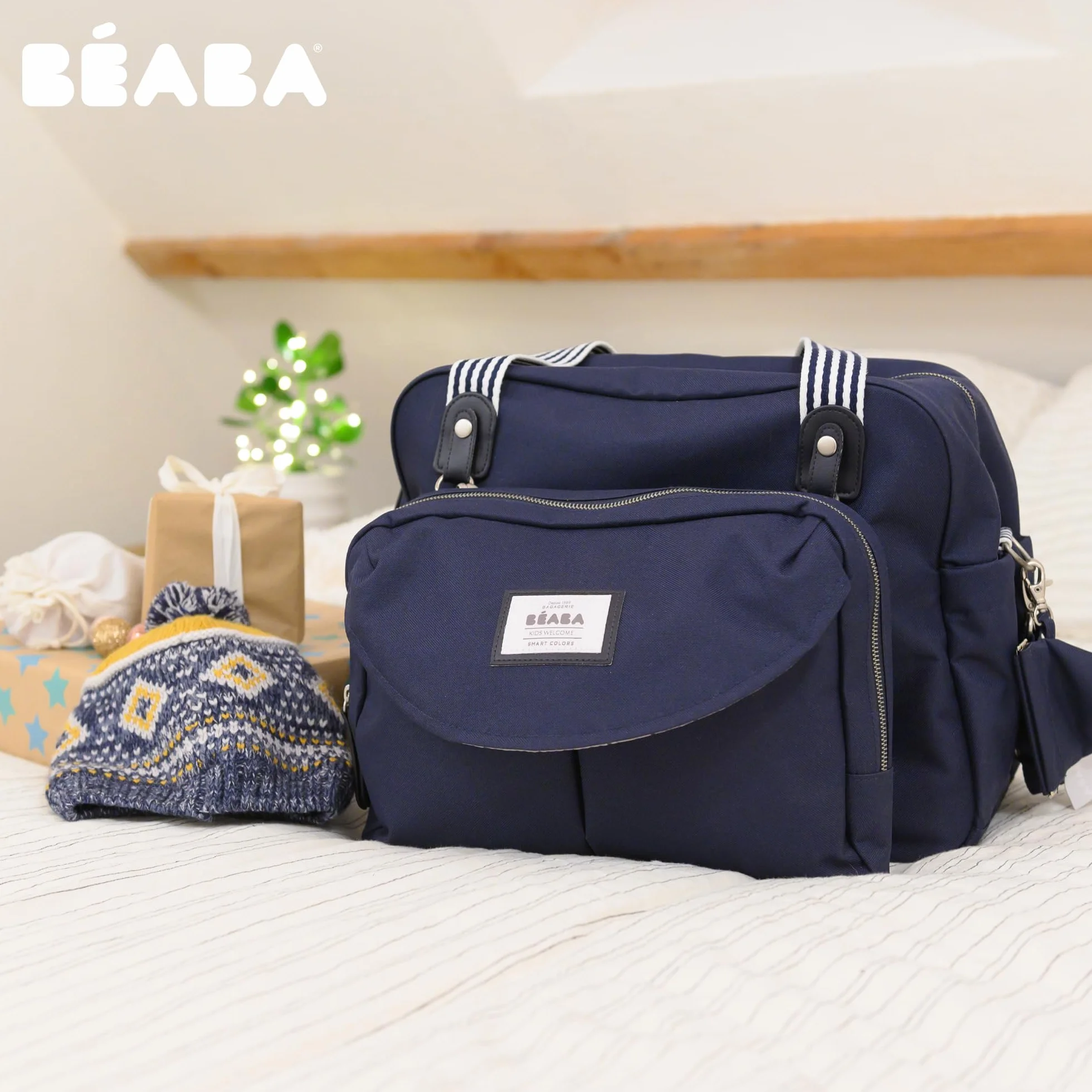 BÉABA Borsa Fasciatoio Genève II Borsone Pannolini Materassini Cambio Neonato Modulabile Taschino Isotermico Pasti Sistema Aggancio Passeggino Blu