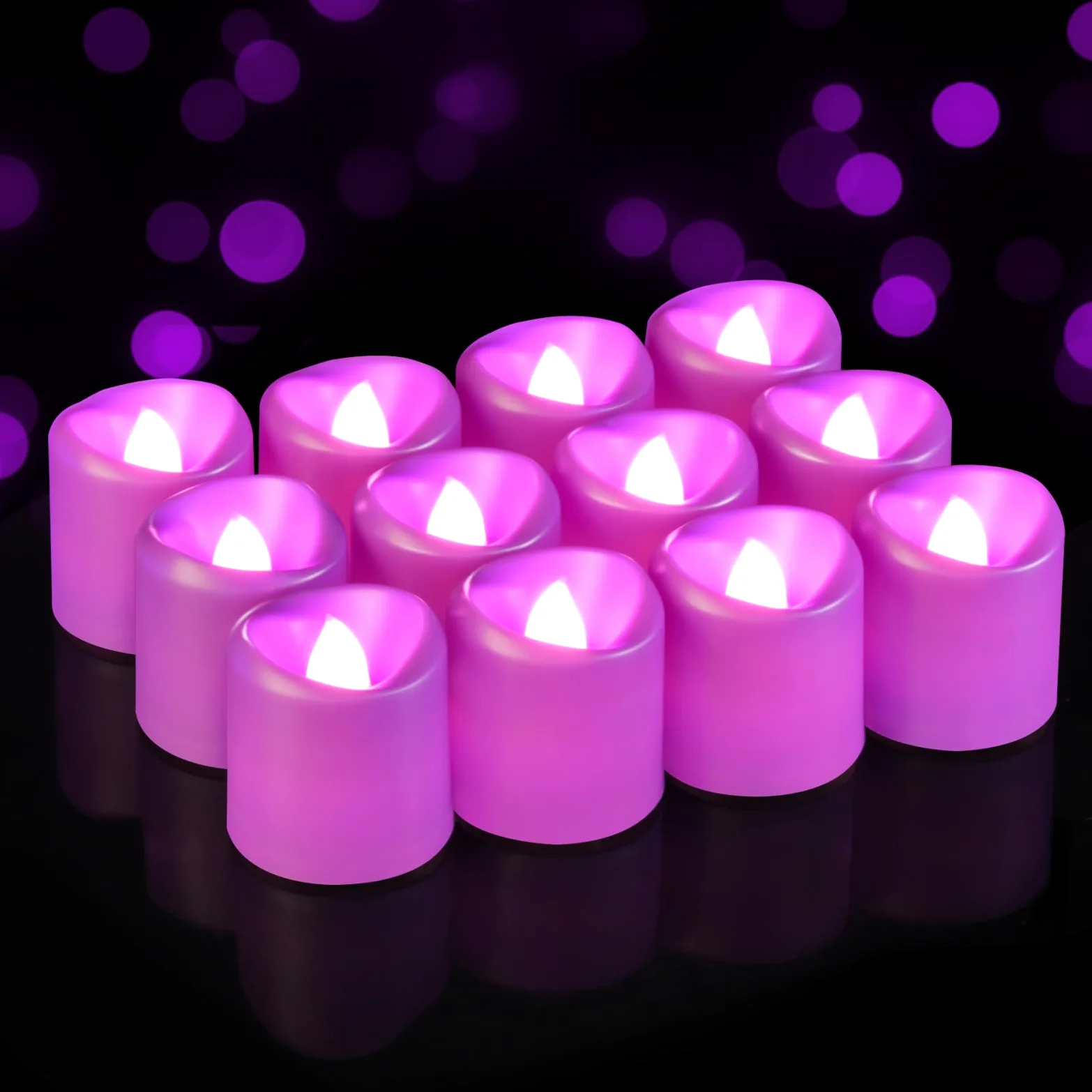 5plots Confezione da 24 candele viola senza fiamma, candele votive tremolanti, 100 ore alimentate a batteria, per matrimoni, feste, centrotavola, decorazioni per la casa, Halloween, Natale, proposte