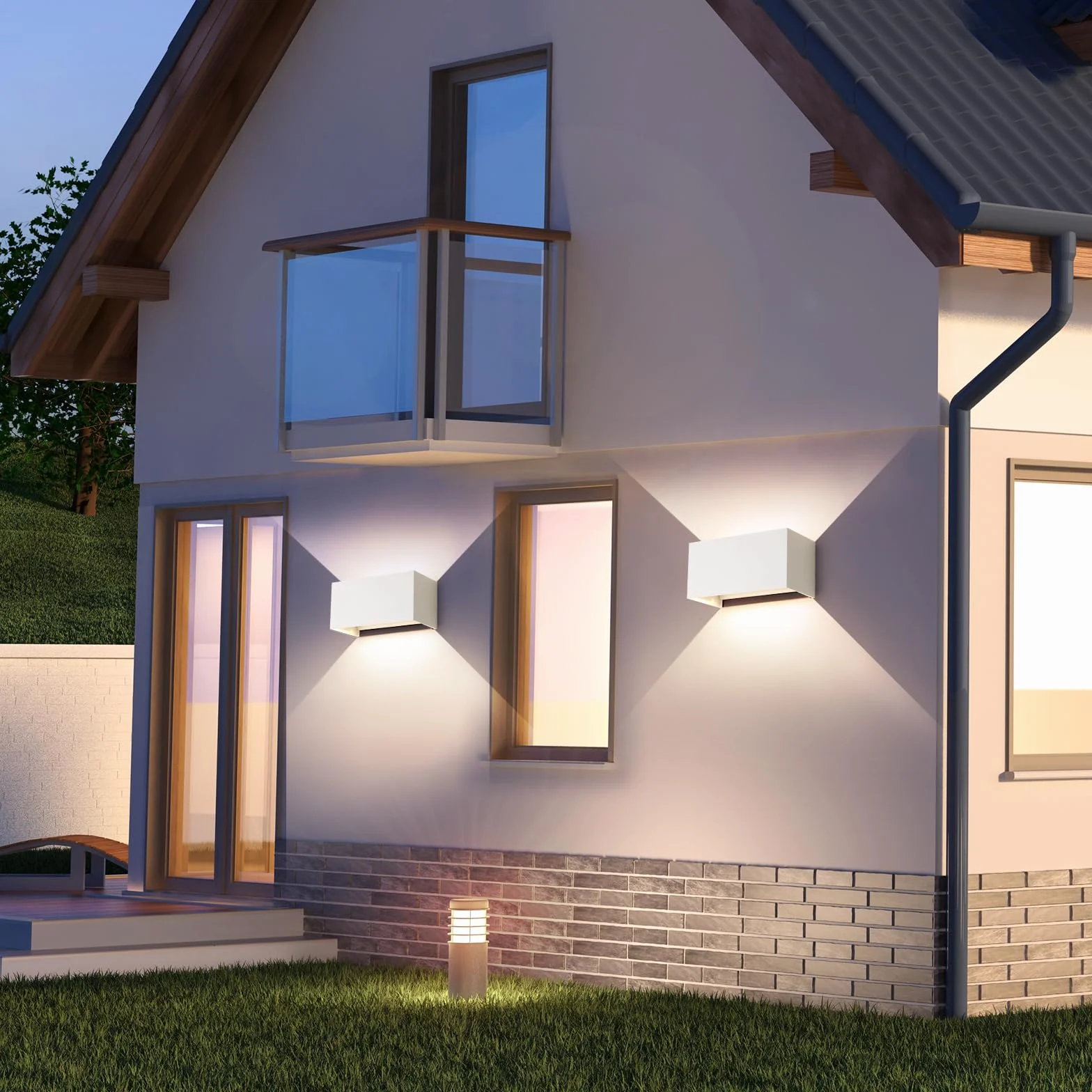 25W Applique da Parete Interno/Esterno 4000K Bianco Naturale Applique Esterno Angolo del Fascio Regolabile Moderno Lampade da Parete IP65 Impermeabile Bianco