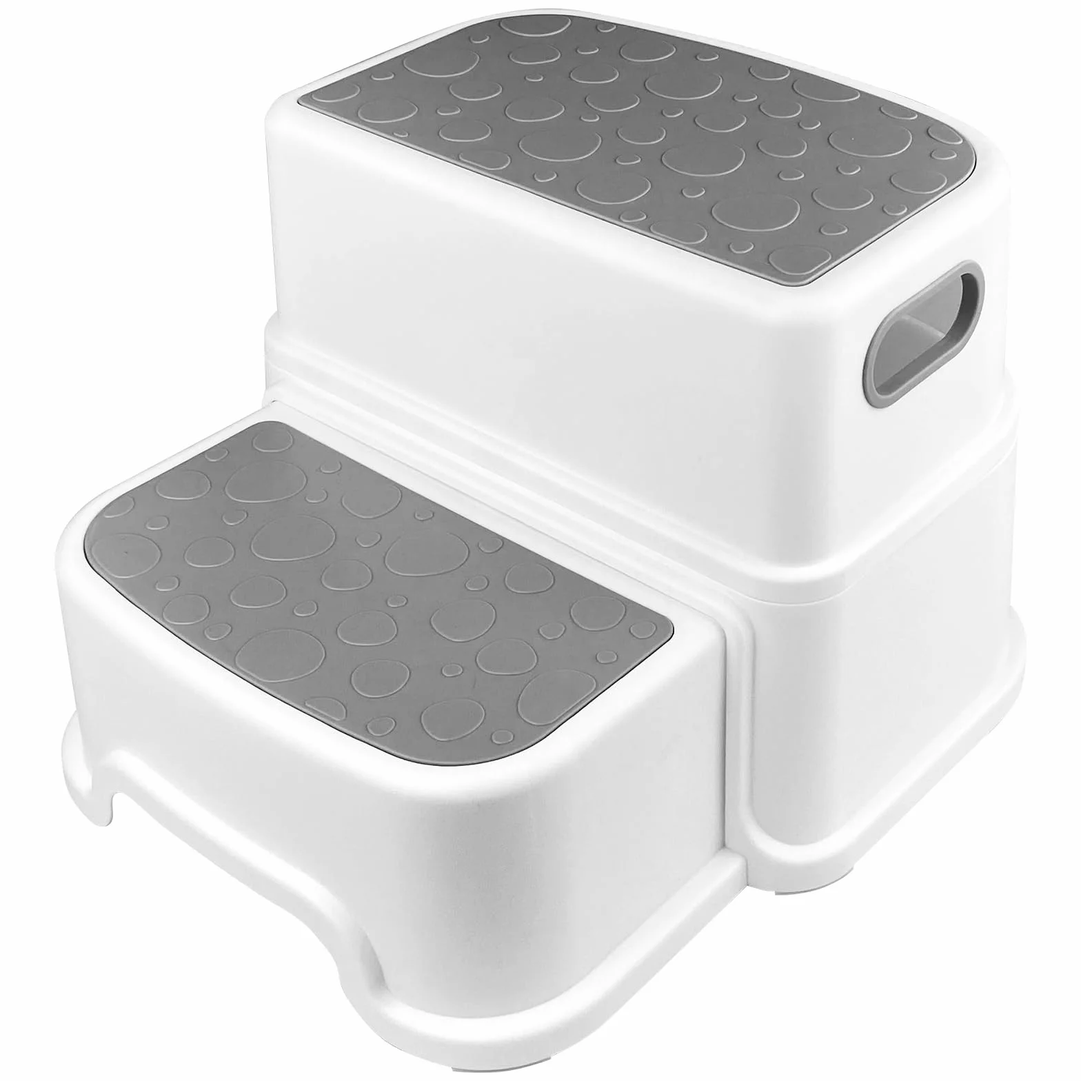 Maxentico Sgabello Bambini 2 Gradini Antiscivolo Scaletta WC Rimovibile Gradino Bagno Grigio