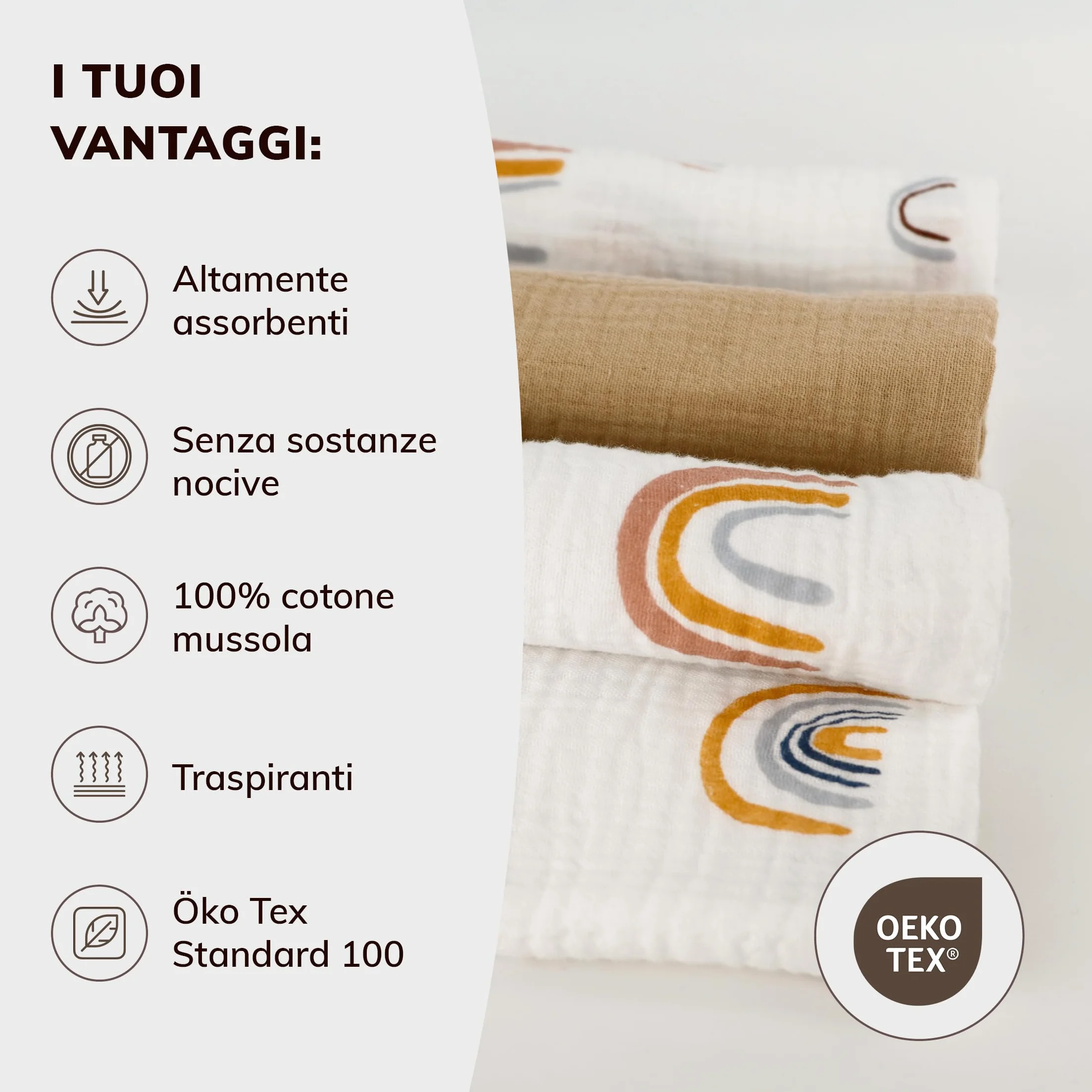 Mussole cotone 100% set di tre neonato garza
