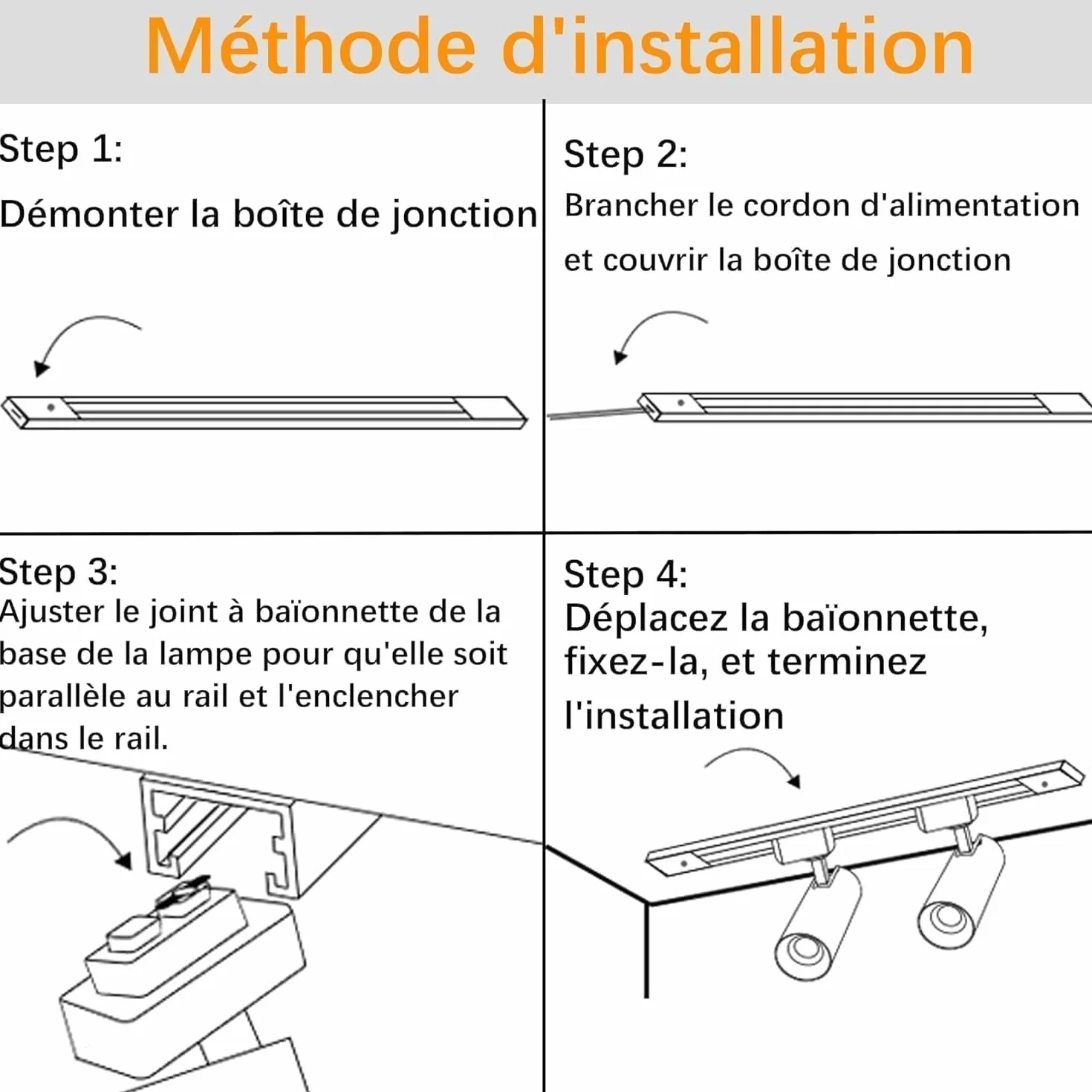 Kit di 6 faretti a LED a forma di H, con binari aggiuntivi da 2 m, 20 W, 6000 K, luce bianca fredda, per interni