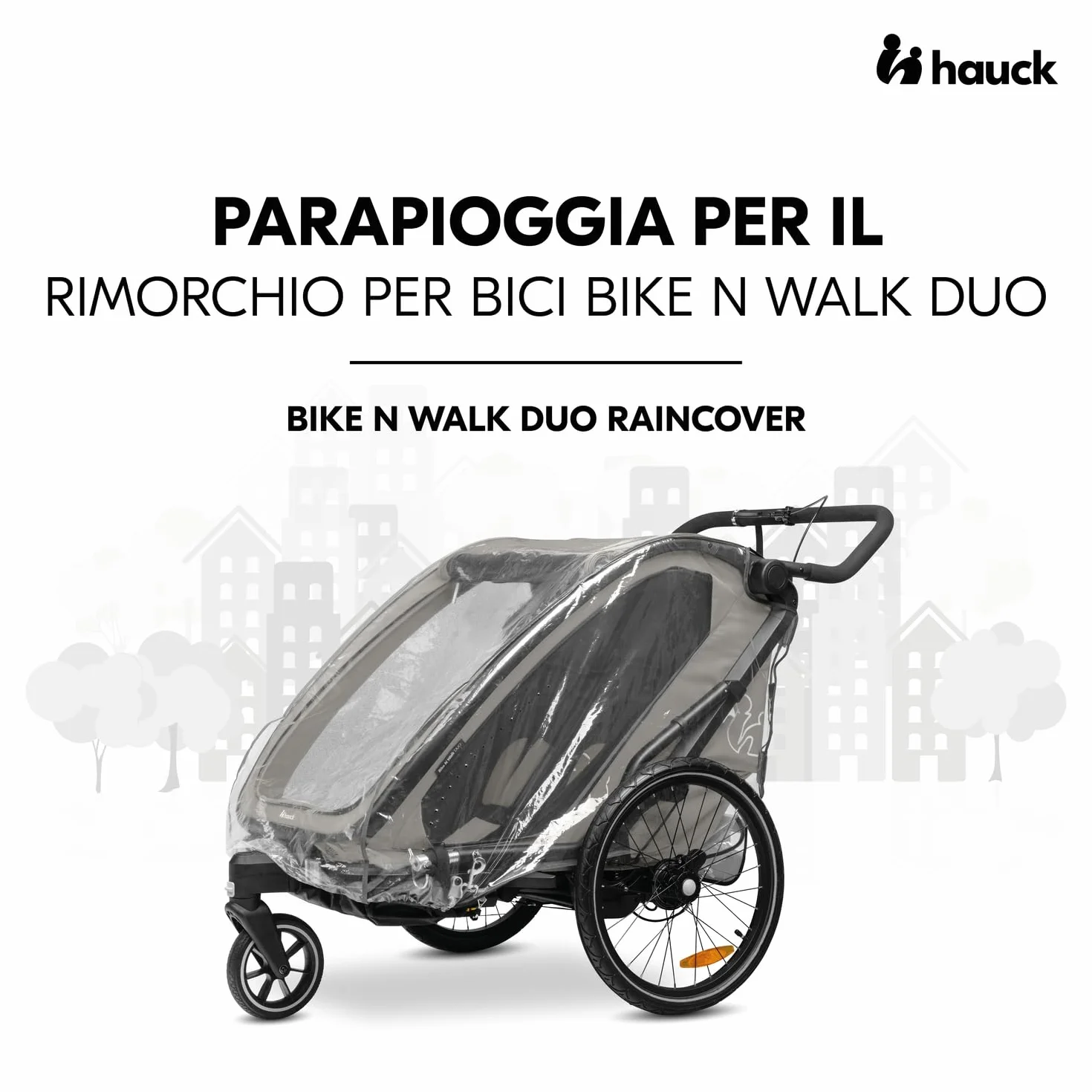 Hauck Bike N Walk Duo Parapioggia per Rimorchio Bici Bambini 67x64x100 cm Copertura Antipioggia Trasparente