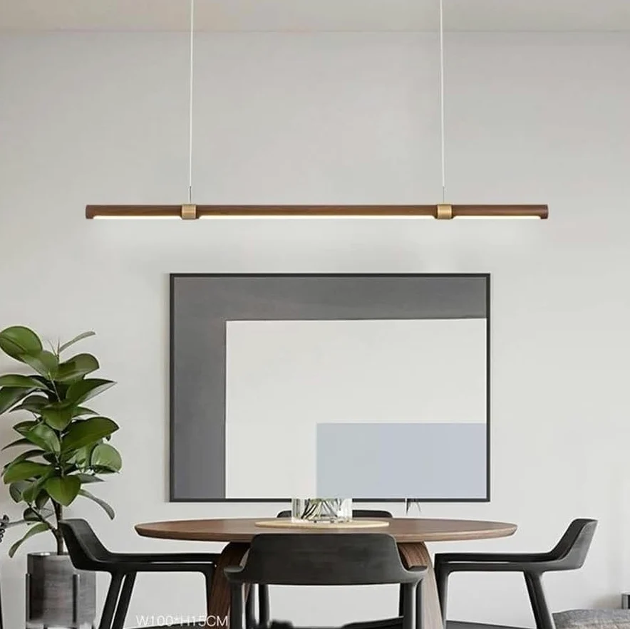 ZBZFGE Dimmerabile Lampadario con Fascino Rustico, Lungo Linear Pendente da 39,4" per Sala da Pranzo