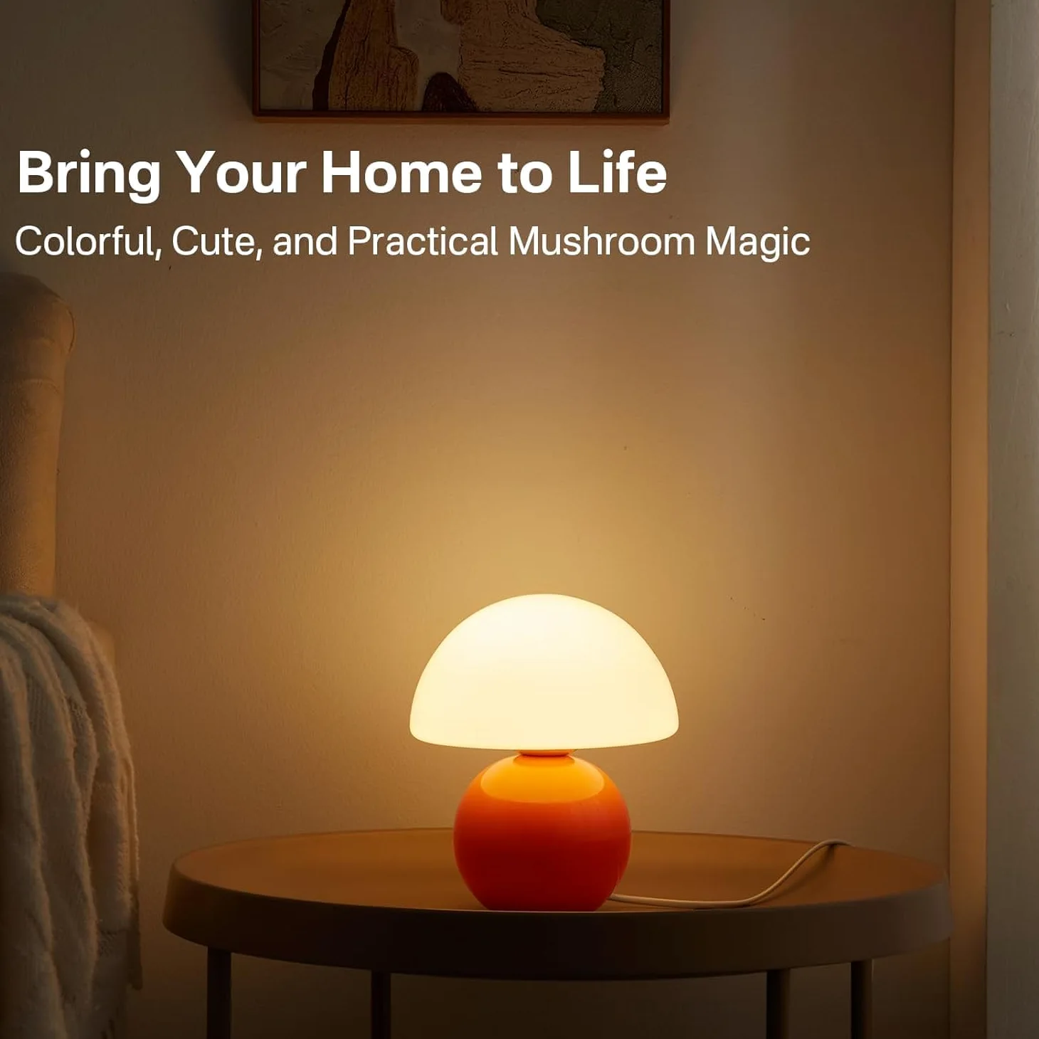 himmel Lampada da tavolo a fungo per camera da letto, comodino da scrivania, piccole lampade per soggiorno, comodini, decorazione a fungo, graziose mini lampade moderne della metà del secolo