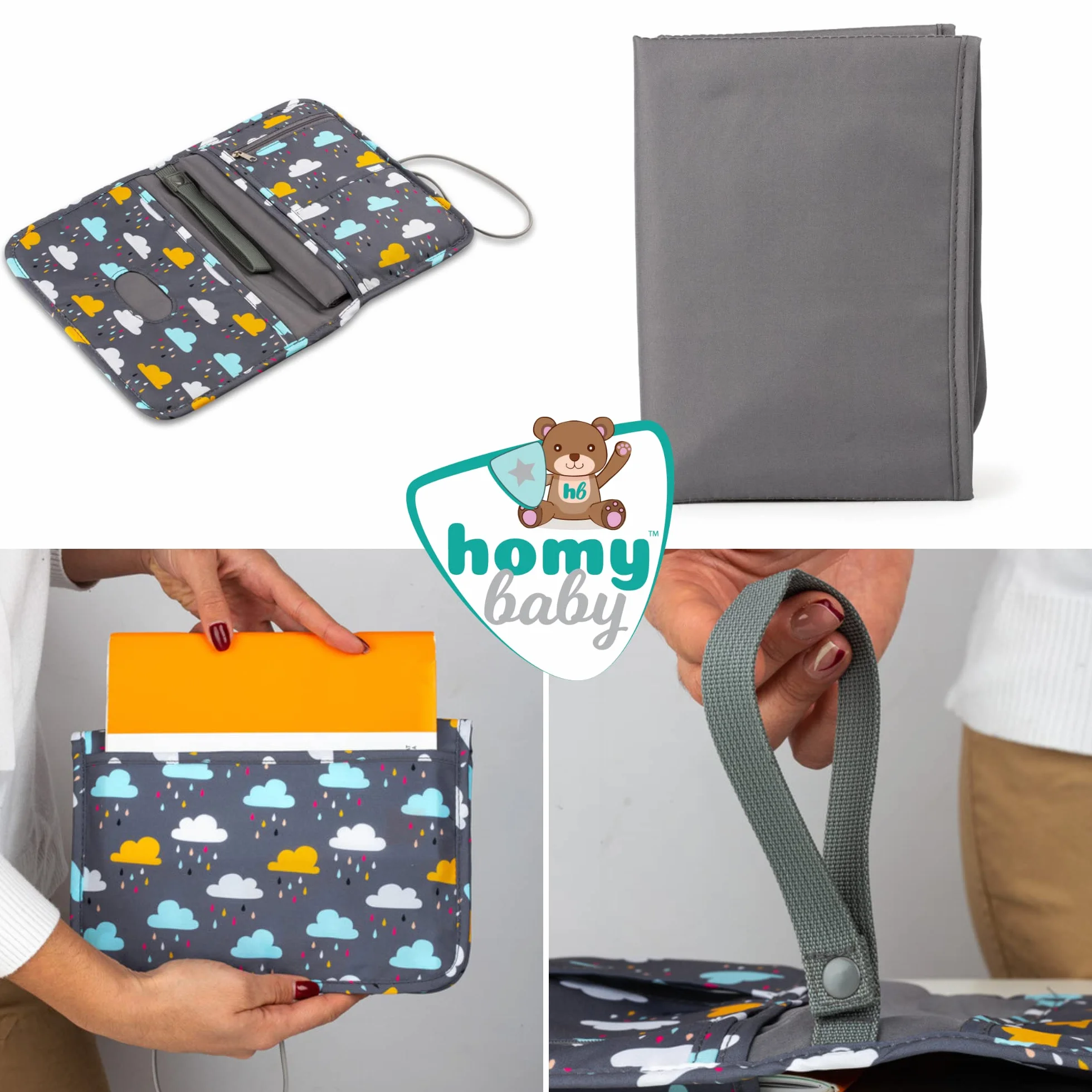 HOMYBABY Fasciatoio portatile impermeabile pieghevole borsa da viaggio con tasche compatto