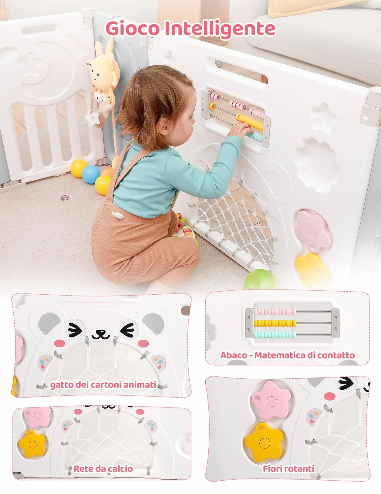 Dripex Box Bambini 150×150 cm Recinto Pieghevole Neonato Plastica Grigio
