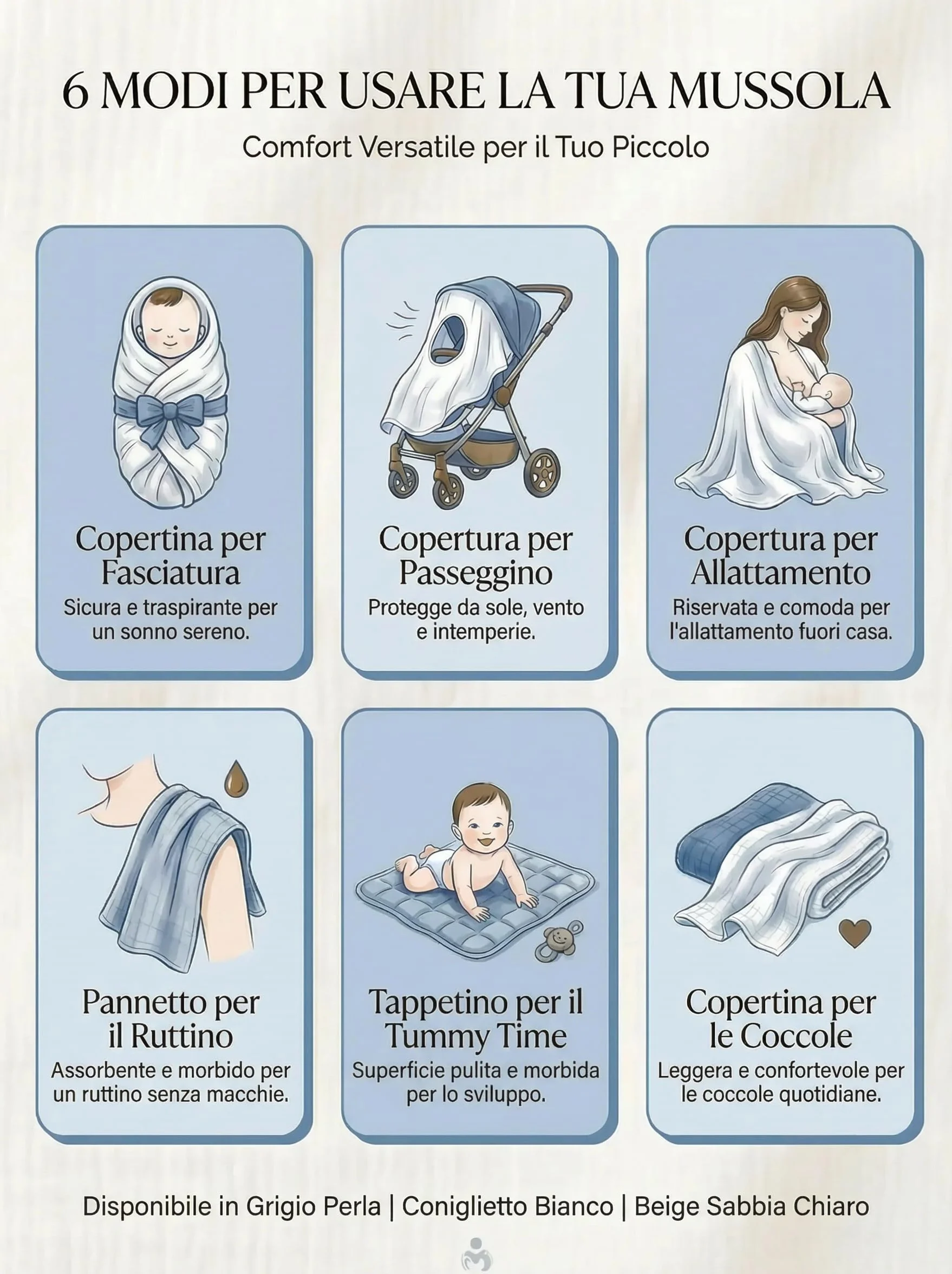 BABYSAFE Mussole Neonato Cotone Biologico 80x70cm Doppia Garza Pacco da 3 Copertina OEKO-TEX Made in Europe