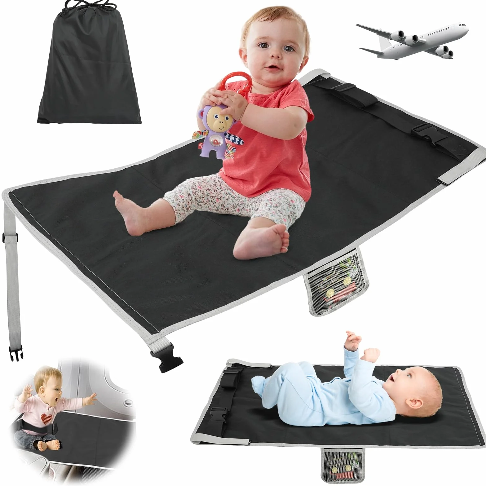 Letto da viaggio per bambini aereo amaca portatile gambe estensione regolabile