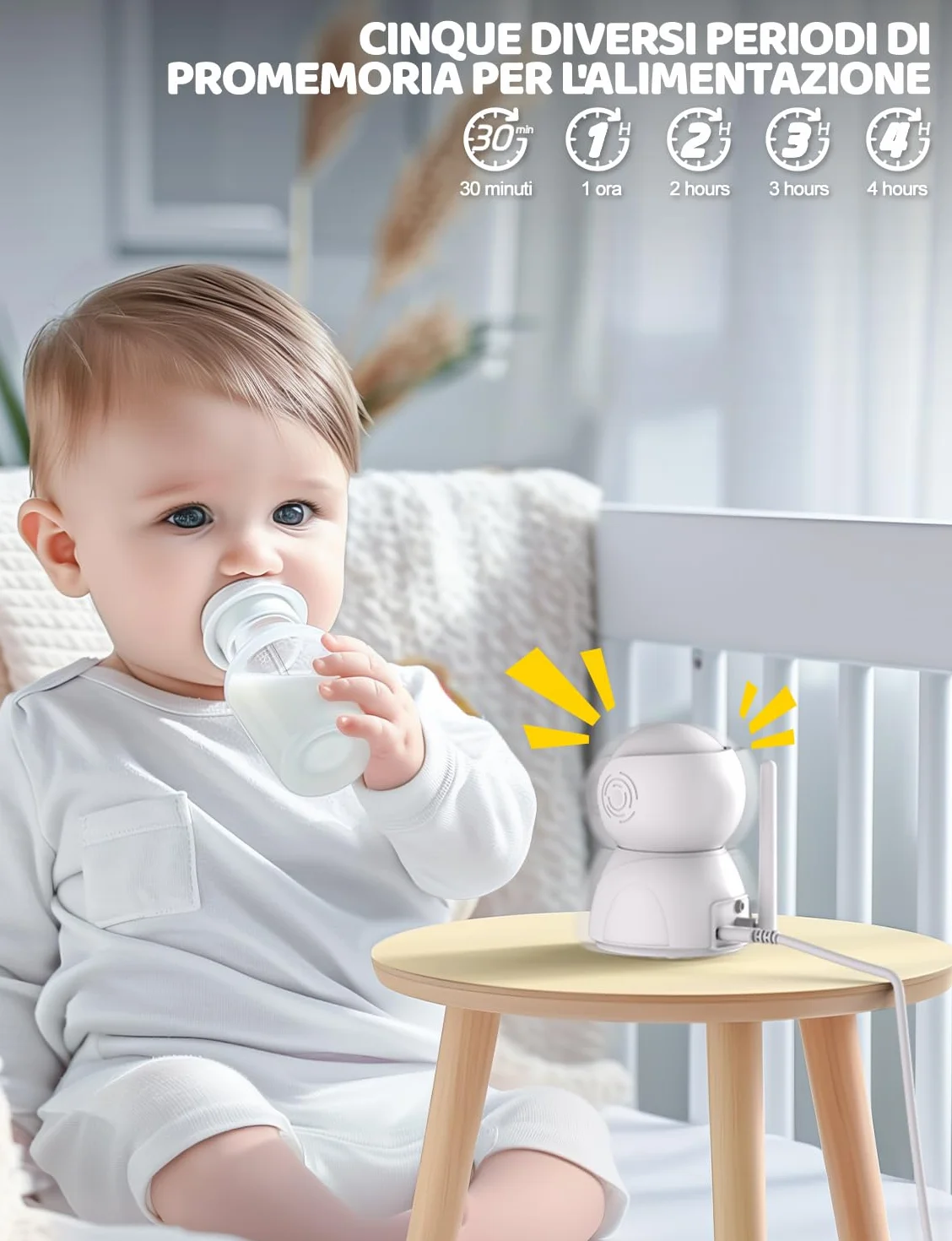 Baby Monitor Video e Audio, Babyphone 5 Pollici 720P HD Zoom Digitale, VOX, Visione Notturna, Monitoraggio Temperatura