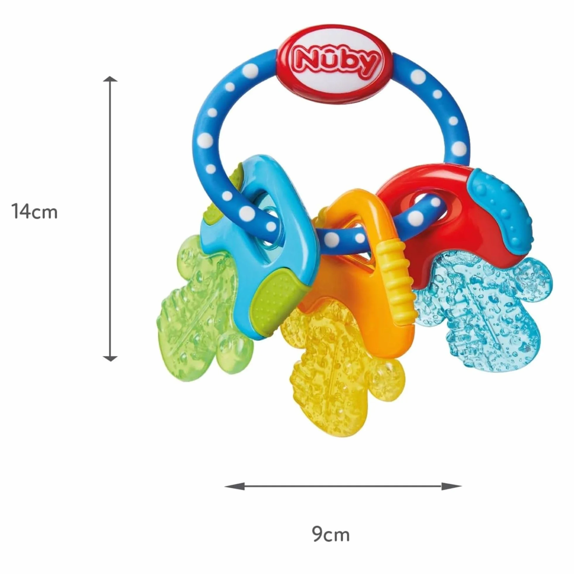 Nuby Chiavi da dentizione IcyBite Anello da dentizione in gel ICE per bambini 3+ mesi Blu