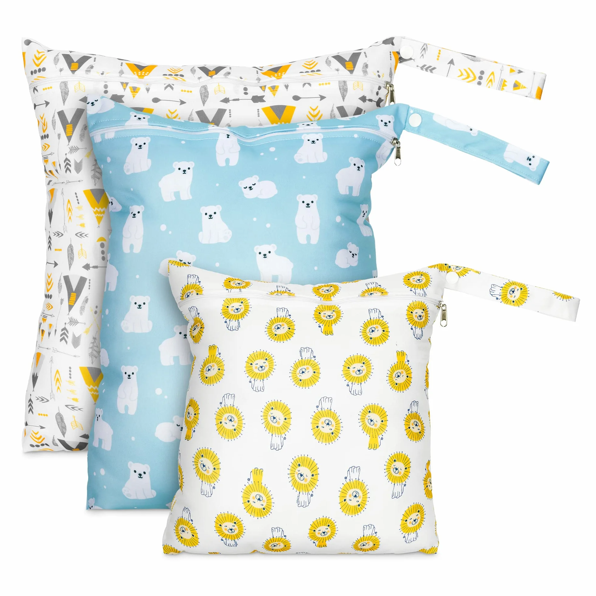 Navaris Borsa Pannolini Lavabili Set 3 Misure Wet Bag Chiusura Zip Neonato
