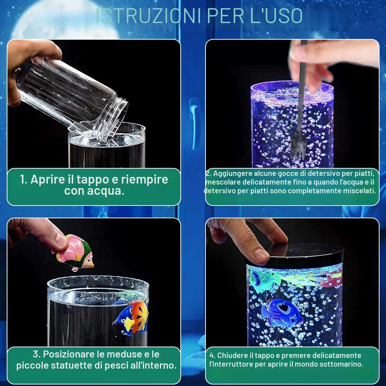 12" Lampada Medusa, Jellyfish Lamp con Telecomando 17 Colori 4 Modalità, Lavalamp Acquario Medusa Glow Luci Notturna per Bambini e Adulti, per Relax Nursery e Decorazione Della Casa