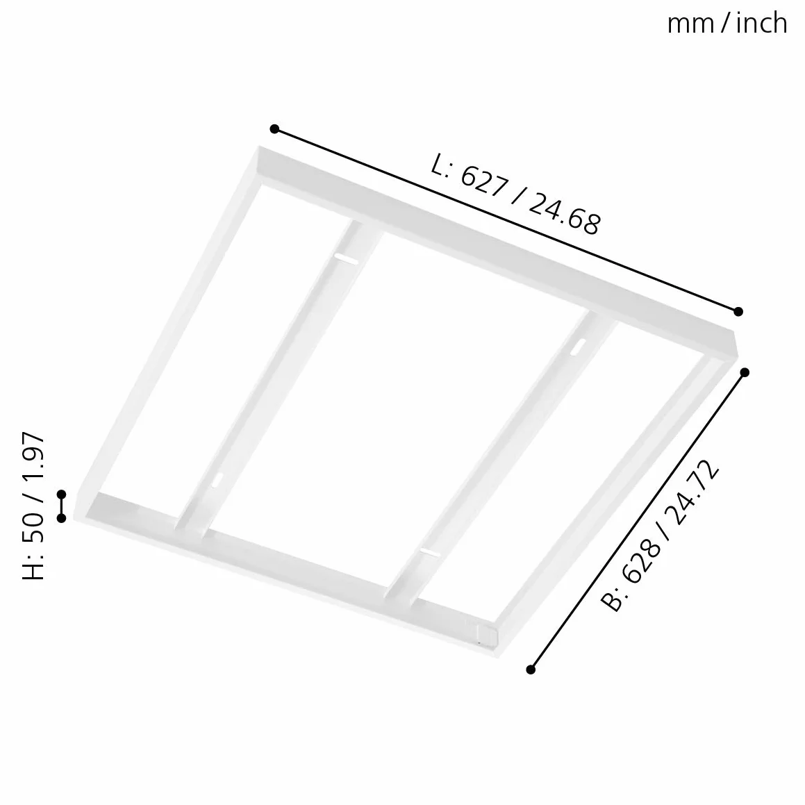 Eglo Salobena 1 - Telaio per luci a griglia e pannello LED, 627 x 628 x 5 cm, in acciaio bianco